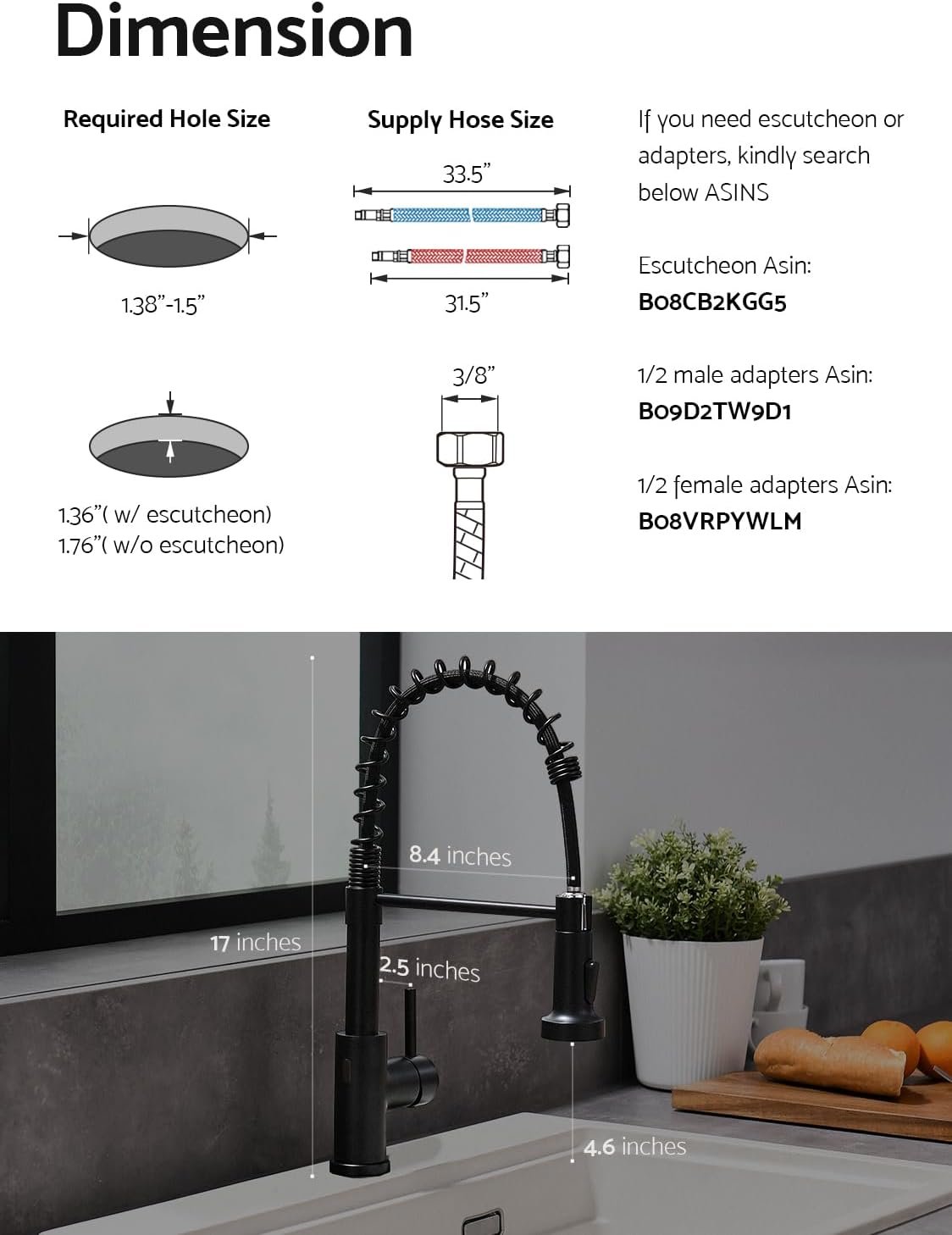 WEWE Matte Black Touchless Kitchen Faucet with Pull Down Sprayer - Motion Sensor Black Kitchen Faucet Spring Single Handle Kitchen Faucets, Stainless Steel Faucet for Kitchen Sink - Image 7