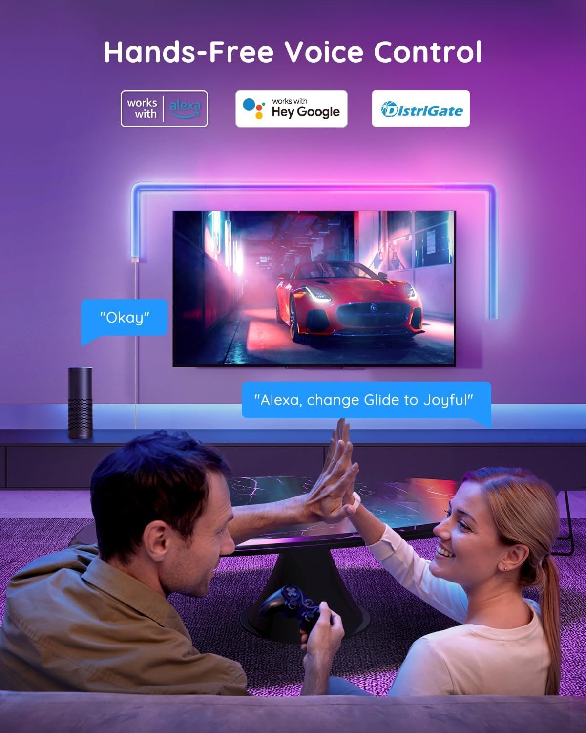 Govee Glide RGBIC LED Wall Lights, Smart RGBIC Wall Sconces for Gaming TV Bedroom Streaming, Work with Alexa and Google Assistant, Strip Lights with Music Sync, Christmas Lights, 6 Pcs and 1 Corner - Image 4