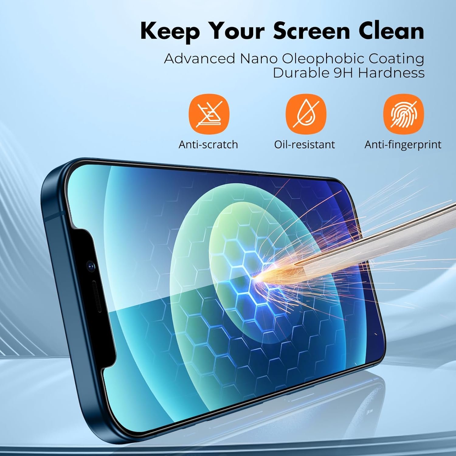 UNBREAKcable Tempered Glass Screen Protector for iPhone 12 and 12 Pro, Pack of 3, 9H Hardness Protective Glass, 2.5D Double Defense Screen Protector, Scratch-Resistant, Anti-Fingerprint and - Image 6