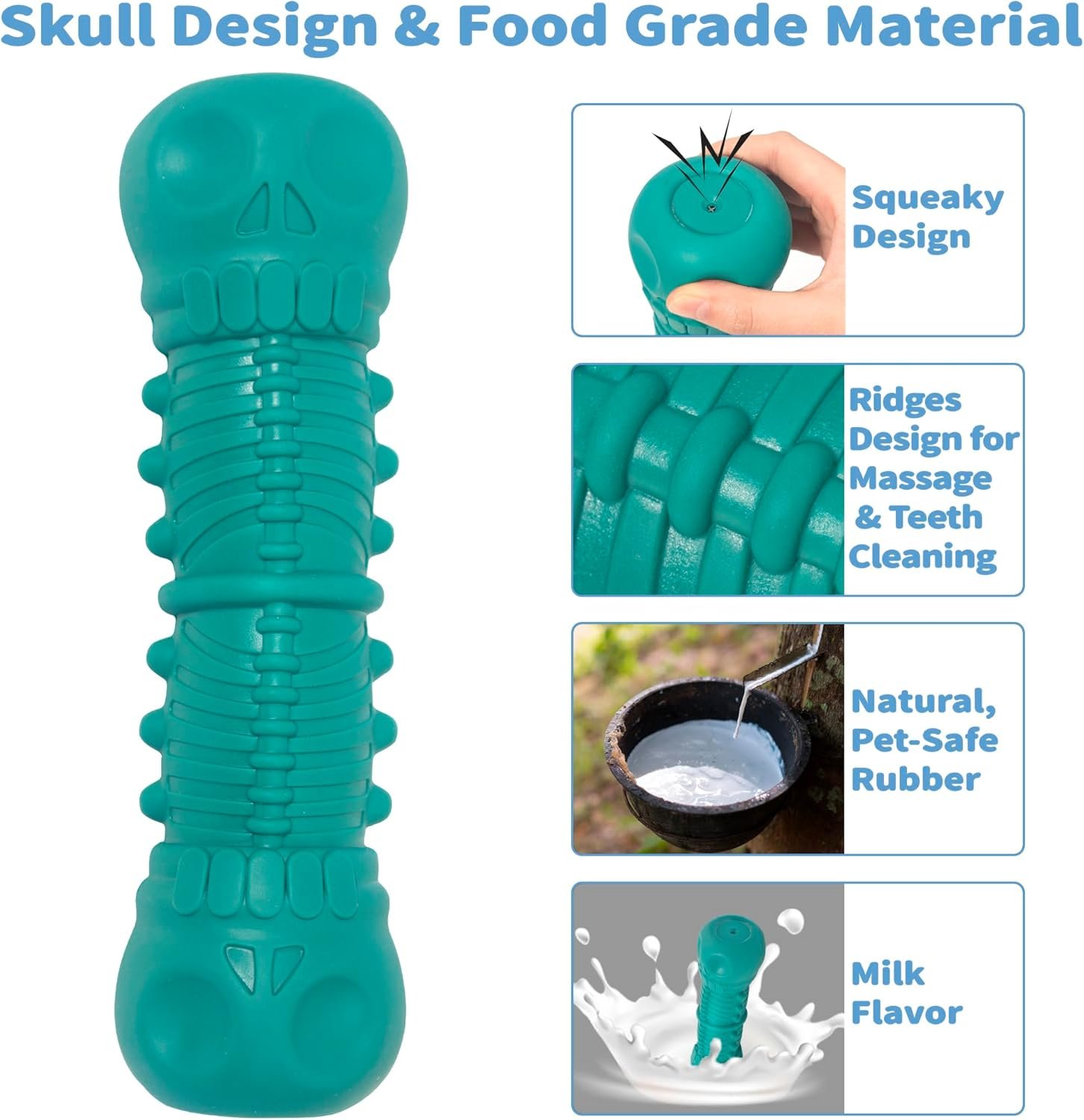 Durable Squeaky Dog Toys for Aggressive Chewers – Tough Rubber Teething Toy for Puppy, Indestructible Super Chew Toy for Medium & Large Breeds, Great Dog Gift (Green) - Image 4