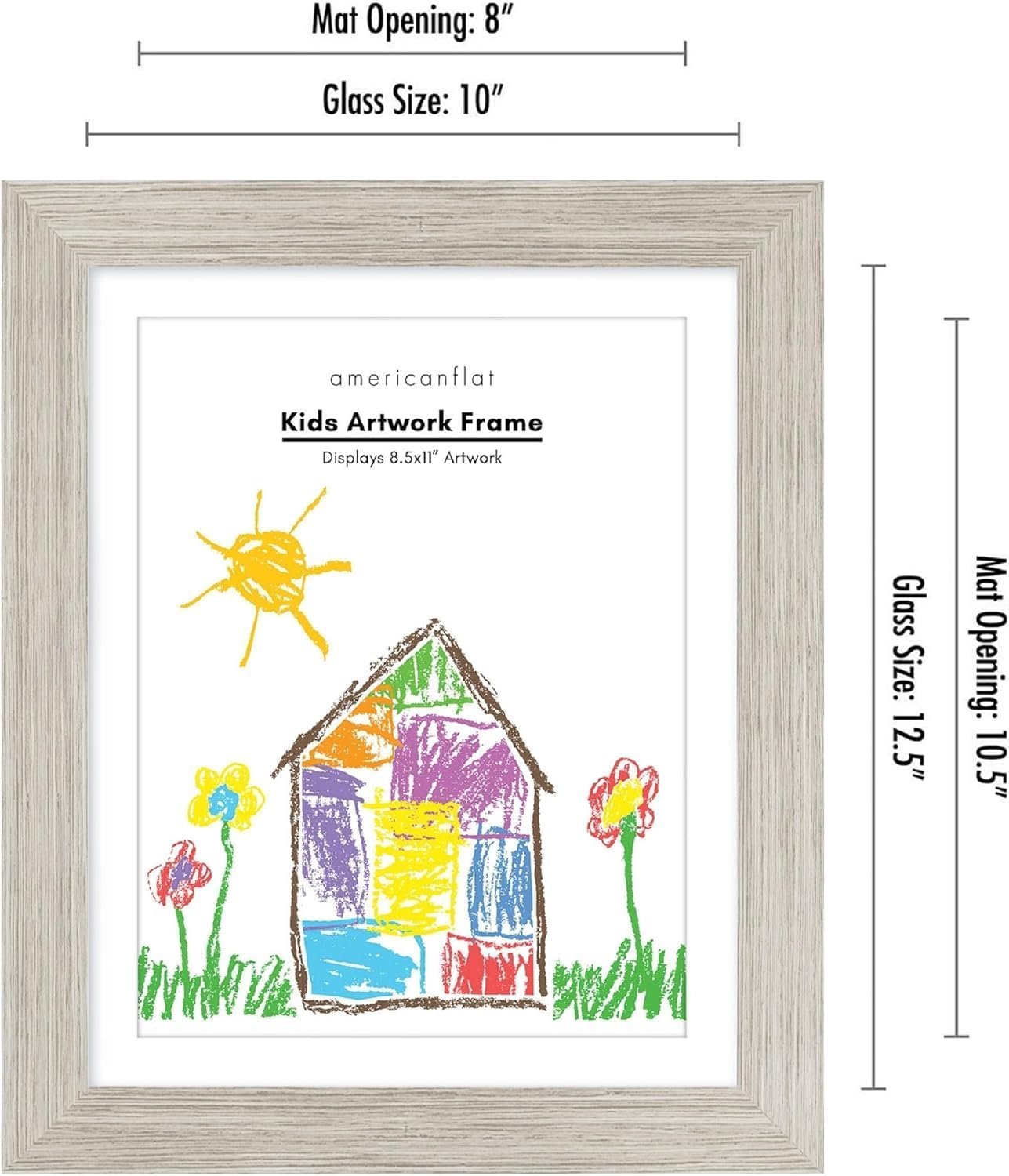 Americanflat 10x12.5 Kids Art Frame - Front Loading Picture Frame - Use as 8.5x11 Frame with Mat or 10x12.5 Frame Without Mat - My Mini Masterpiece - Holds 100 Artworks - Driftwood - Image 3