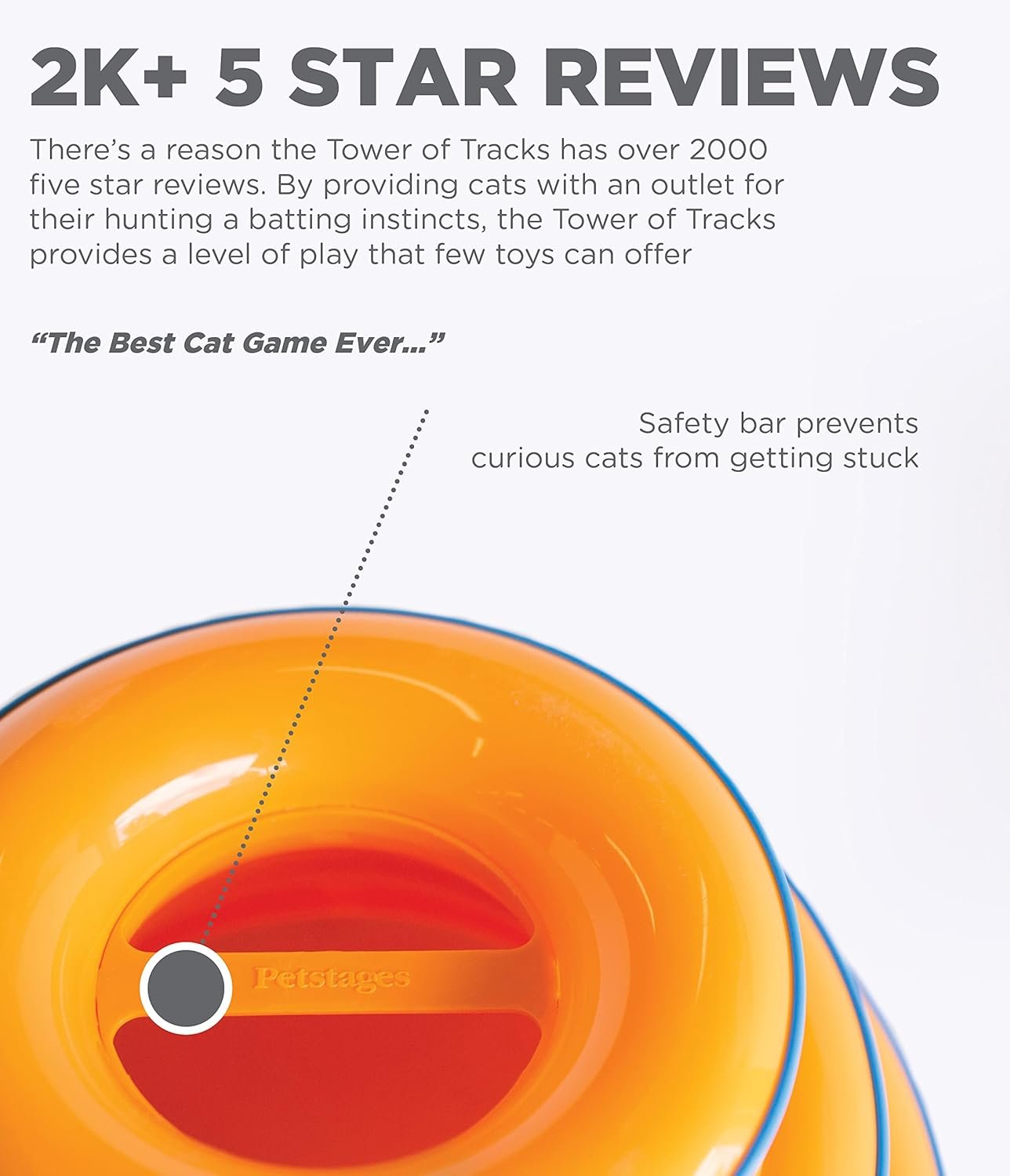 Catstages Tower of Tracks Interactive 3-Tier Cat Track Toy with Spinning Balls, Orange - Image 6