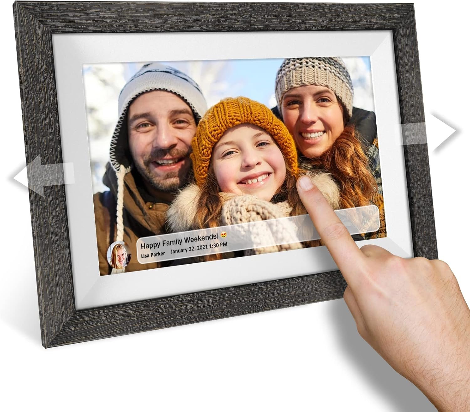 Frameo 10.1 inch Digital Picture Frame WiFi Smart Digital Photo Frame Wood IPS HD 1280 * 800 1080P Touch Screen Auto-Rotate Easy Setup to use Free Share Photos and Videos Gift for mon Father Women - Image 6