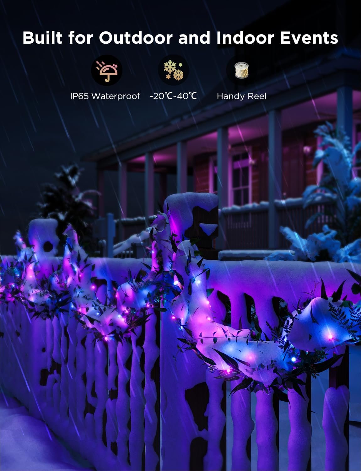 Govee Christmas Lights 66ft, Smart RGBIC Halloween Lights App-Controlled, 99+ Scene Modes, IP65 Waterproof, Sync with Music, Works with Alexa, String Lights for Christmas Halloween Decorations - Image 6