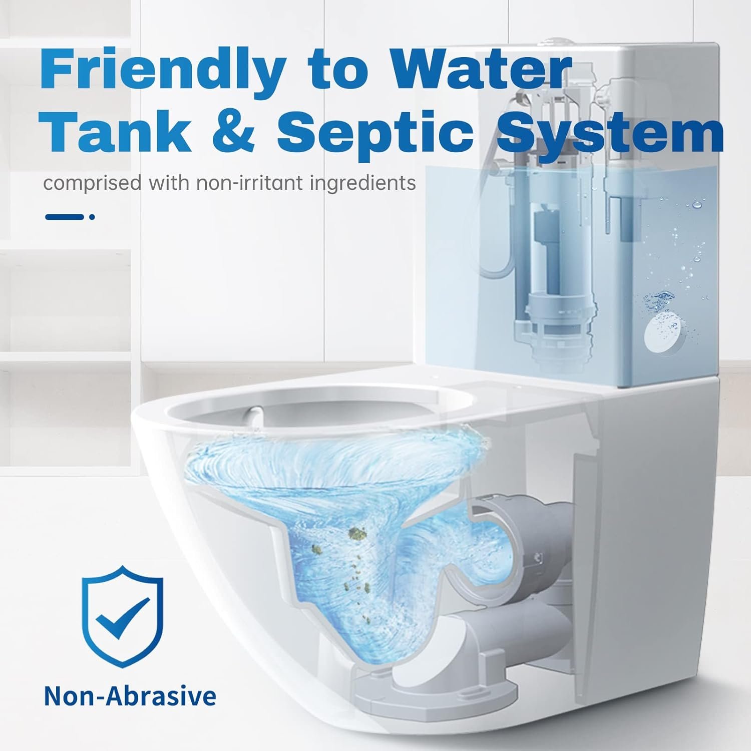 Vacplus Toilet Bowl Cleaner Tablets 12 PACK, Automatic Toilet Bowl Cleaners with Bleach for Deodorizing and Descaling, Bathroom Cleaner Against Tough Stains - Image 7