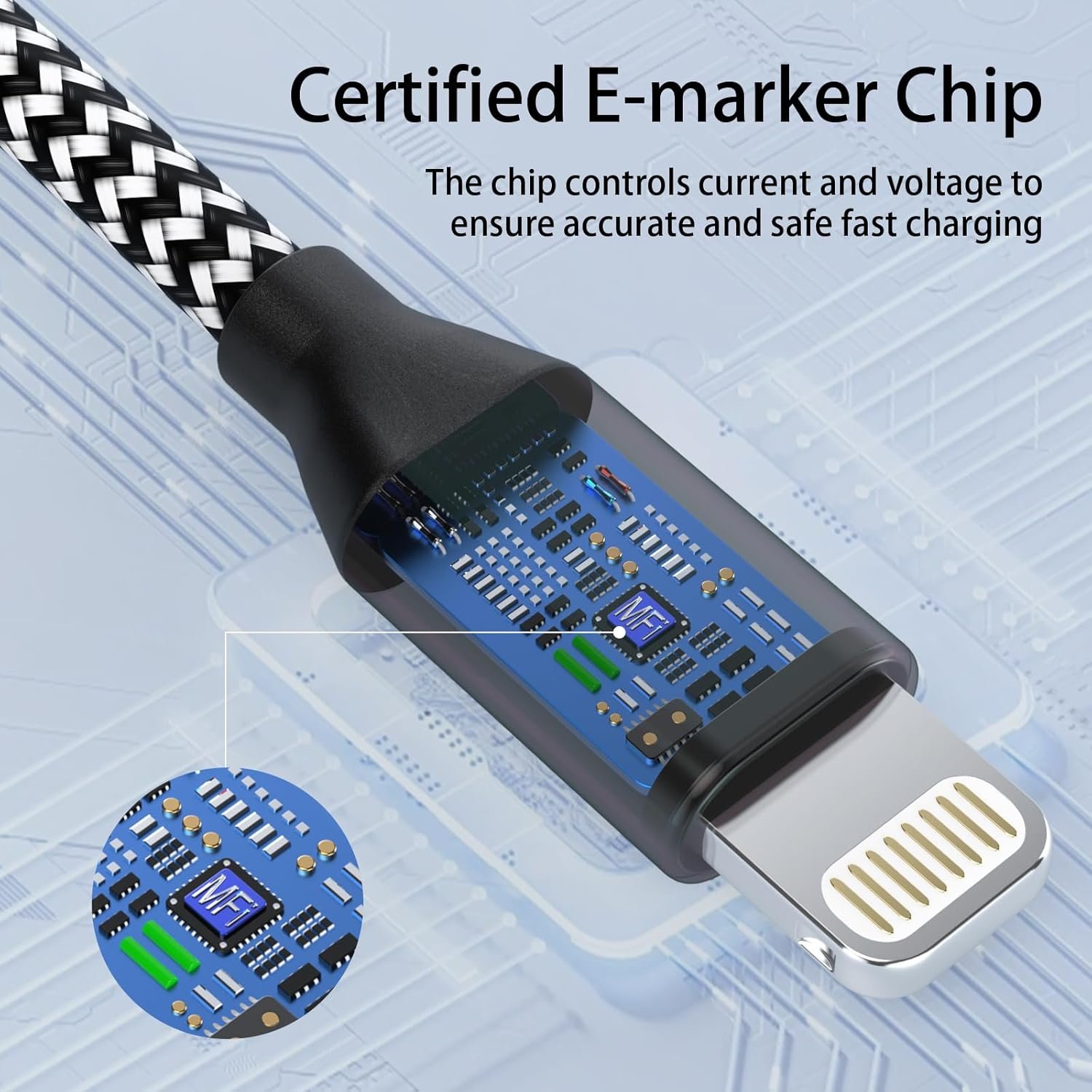 3 Pack iPhone Charger 10 FT Apple MFi Certified Fast Charging Lightning Cable Nylon Braided High Speed Transfer Cord for iPhone 14 13 12 11 Pro Max XR XS X 8 7 6 Plus iPad and More - Image 4