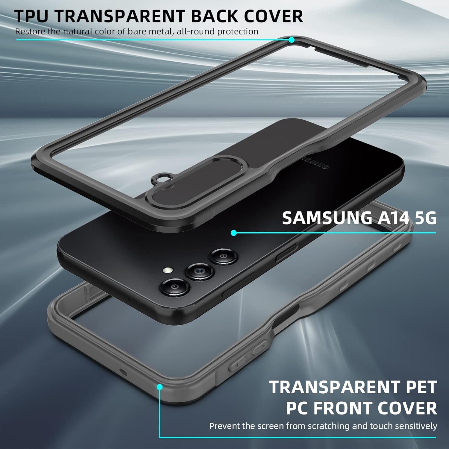 for Samsung Galaxy A14 5G Phone Case, Waterproof Case with Built-in Screen Protector, Full Body Dustproof Shockproof Rugged Heavy Duty Protection Case with Cell Phone Ring Holder for Samsung A14 5G - Image 6
