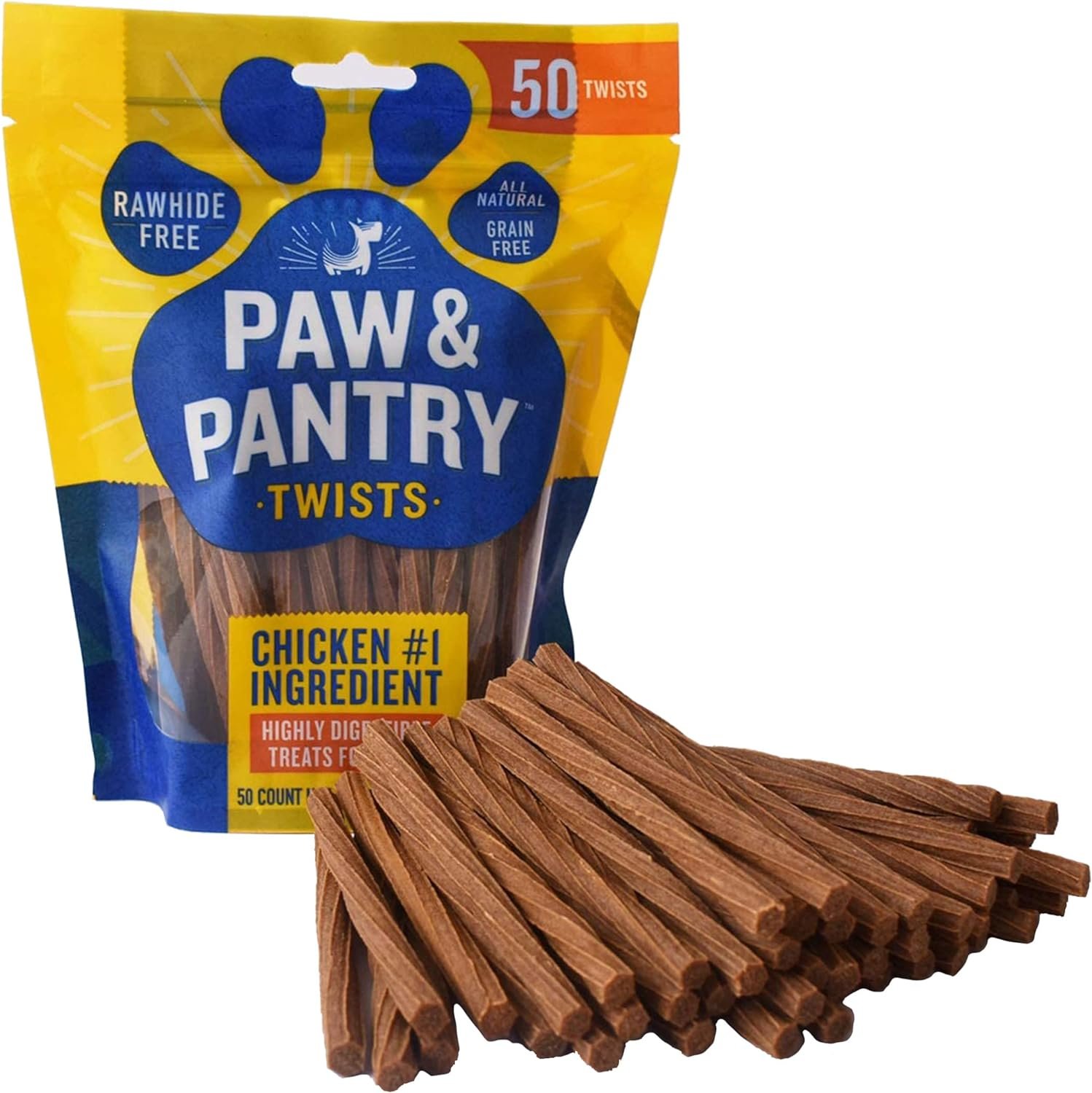 Paw & Pantry 5" Soft & Chewy USA-Chicken Twists - Pack of 50 Rawhide Free Chicken Dog Treats - Grain-Free & Highly Digestible Chewy Sticks for Dogs - Low Fat Dog Treats for Pups - Image 2