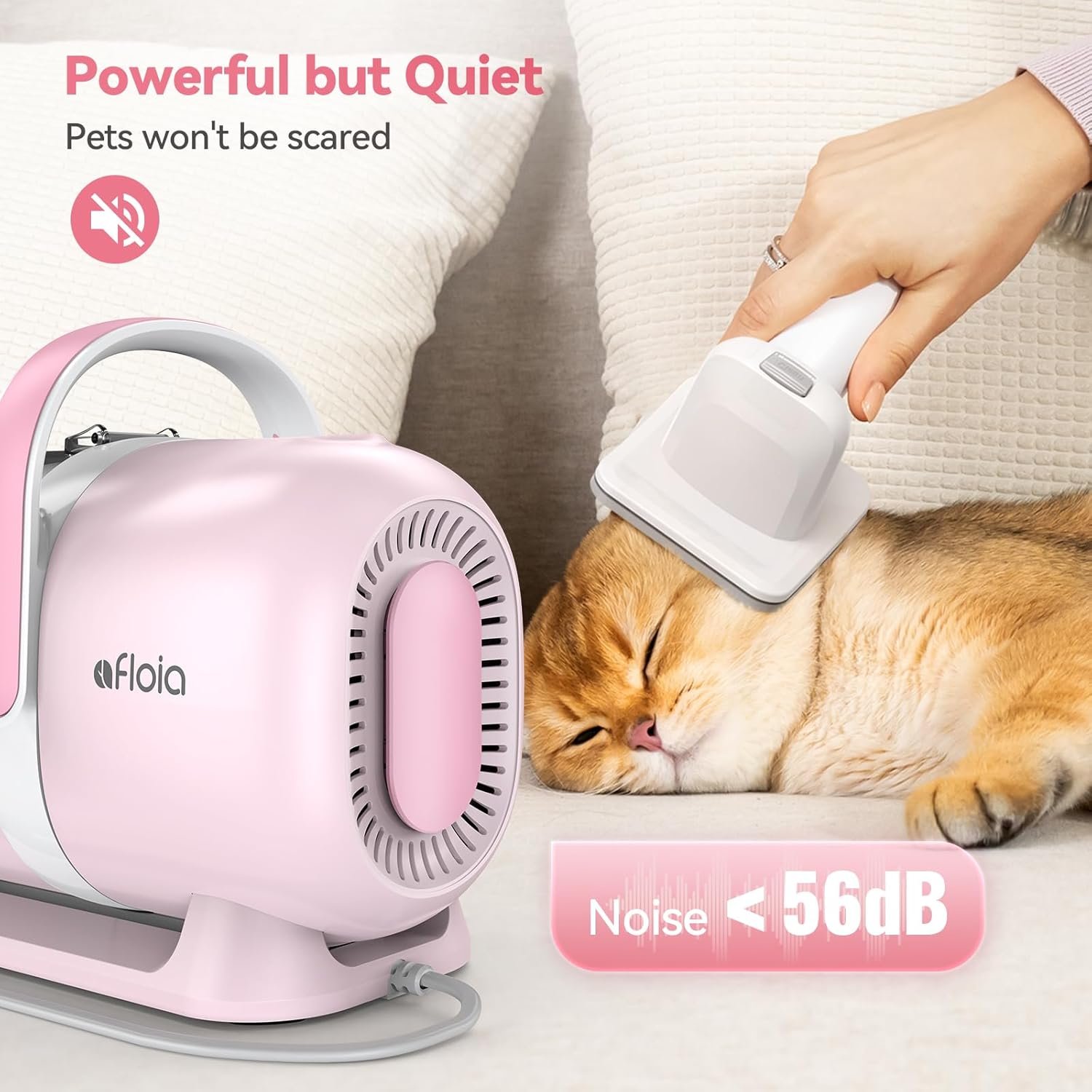 Afloia Dog Grooming Kit, Pet Grooming Vacuum & Dog Clippers & Dog Brush for Shedding with 5 Pet Grooming Tools, Low Noise Dog Hair Remover Pet Grooming Supplies for Dog Cat, Pink - Image 4