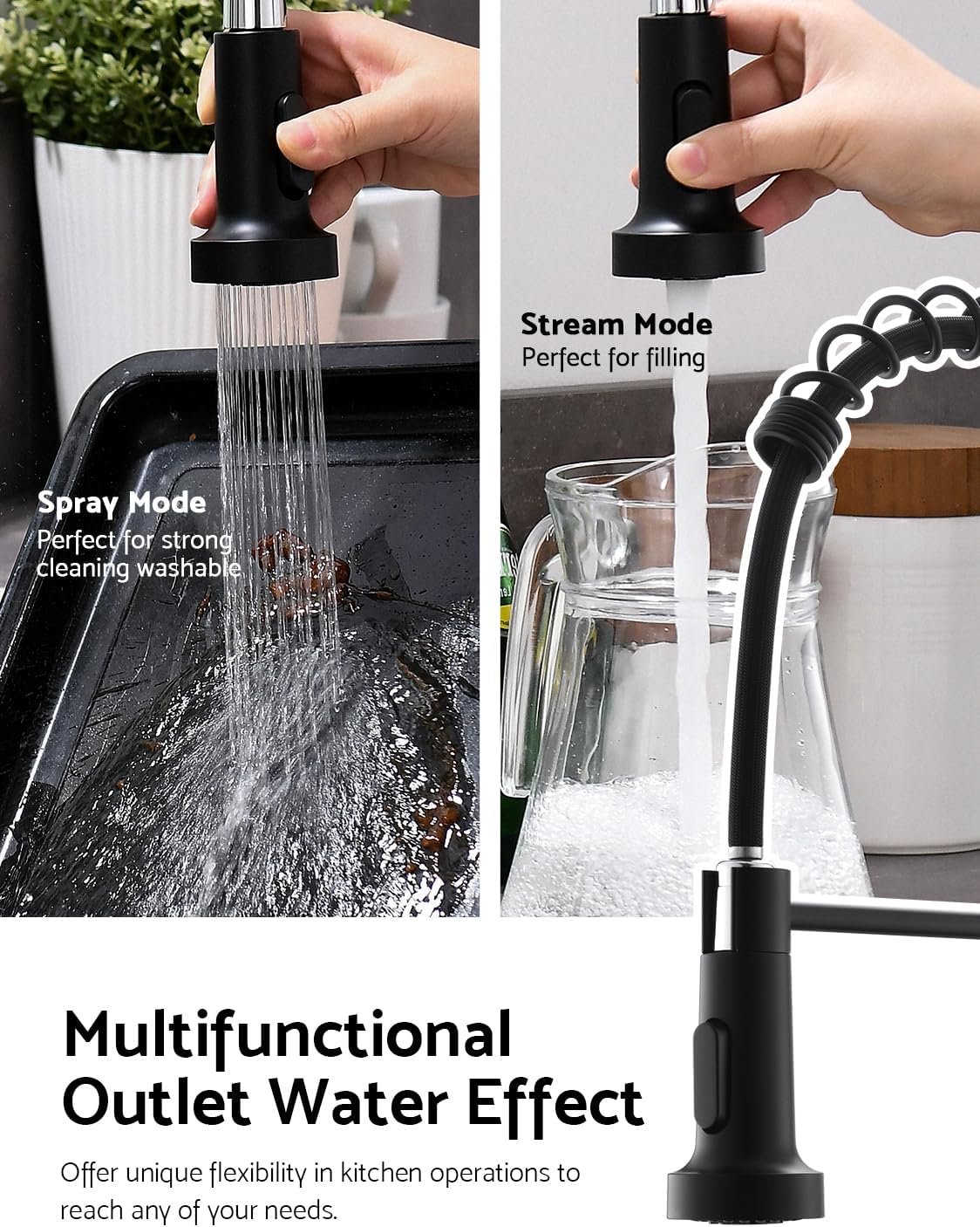 WEWE Matte Black Touchless Kitchen Faucet with Pull Down Sprayer - Motion Sensor Black Kitchen Faucet Spring Single Handle Kitchen Faucets, Stainless Steel Faucet for Kitchen Sink - Image 5