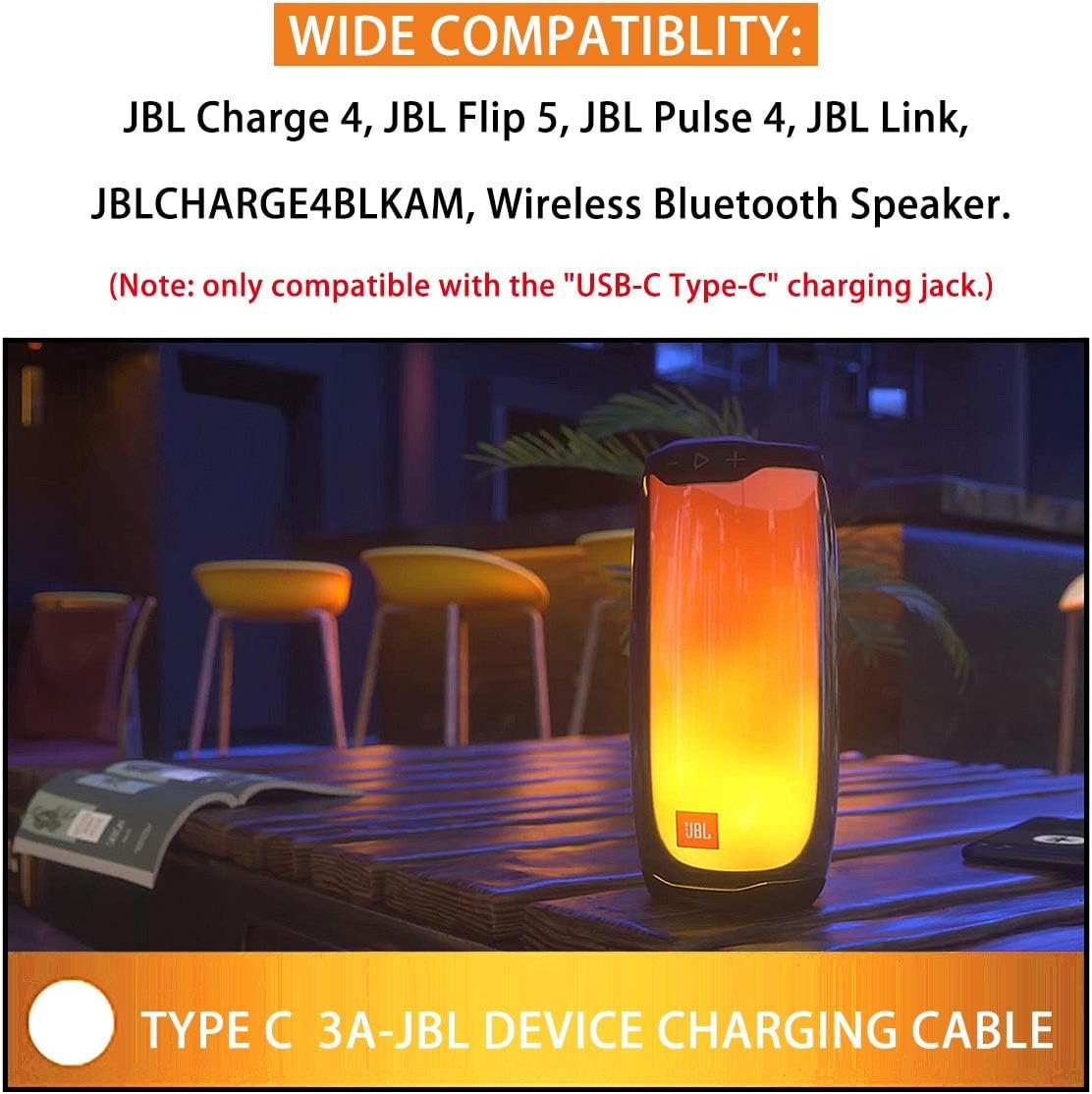 Fast Charger Charging Cable Cord Compatible with for JBL Charge 4, Charge5, JBL Flip 5, Flip 6,JBL Pulse 4 Clip4,JRPOP, Endurance Peak II, JBLCHARGE4BLKAM Wireless Bluetooth Earphones Speakers Type C - Image 5