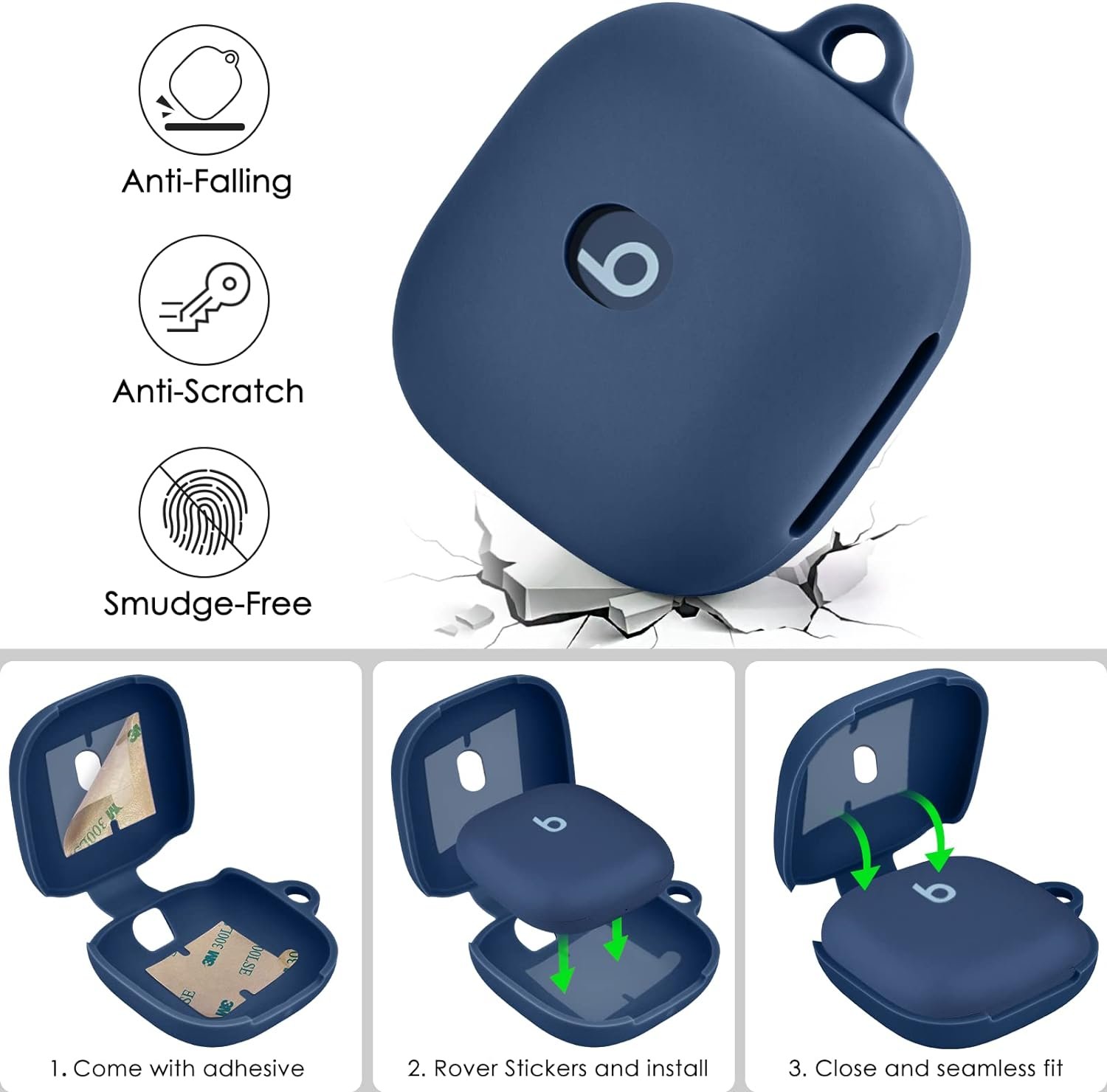 Beats Fit Pro Case Cover, VISOOM Soft Case for Apple Beats Fit Pro 2021 Silicone Protective Beats Pro Case Shockproof Beat Pro Fit Earbuds Case Cover with Keychain for Men Women (Midnight Blue) - Image 6