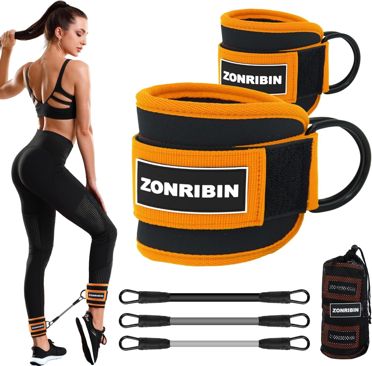 Ankle Resistance Bands,Ankle Resistance Bands with Cuffs,Ankle Strap for Cable Machines and Resistance Bands, Glute Workouts - Kickbacks, Leg Extensions, Hip Abductors - Image 2