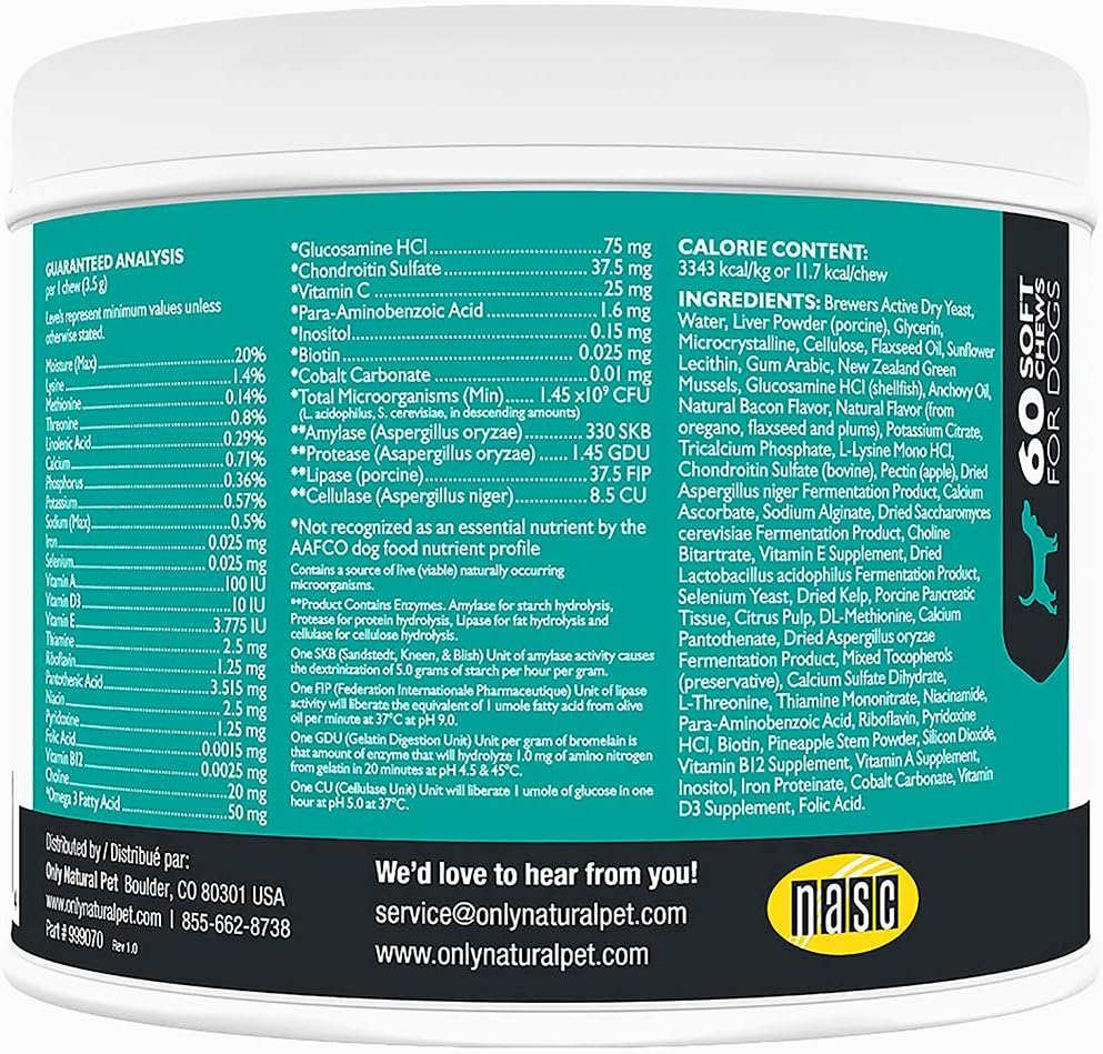 Only Natural Pet Ultimate Daily Vitamins - Complete Multivitamin Supplement for Dogs Balanced Health & Vitality - Senior Small & Large Canine Food Immune Digestive Support -60 Soft Chews (Pack of 1) - Image 8