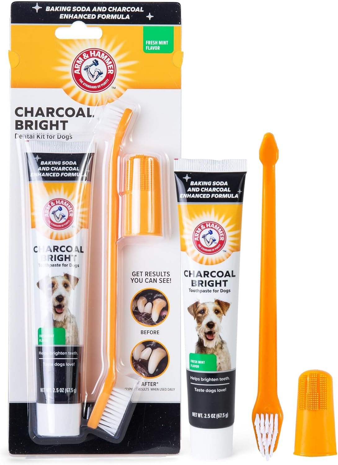 Arm & Hammer for Pets Dog Dental Care Fresh Breath Kit | Includes Arm & Hammer Baking Soda Dog Toothpaste and Dog Toothbrush | Dog Plaque Removal Kit, Mint - Image 2