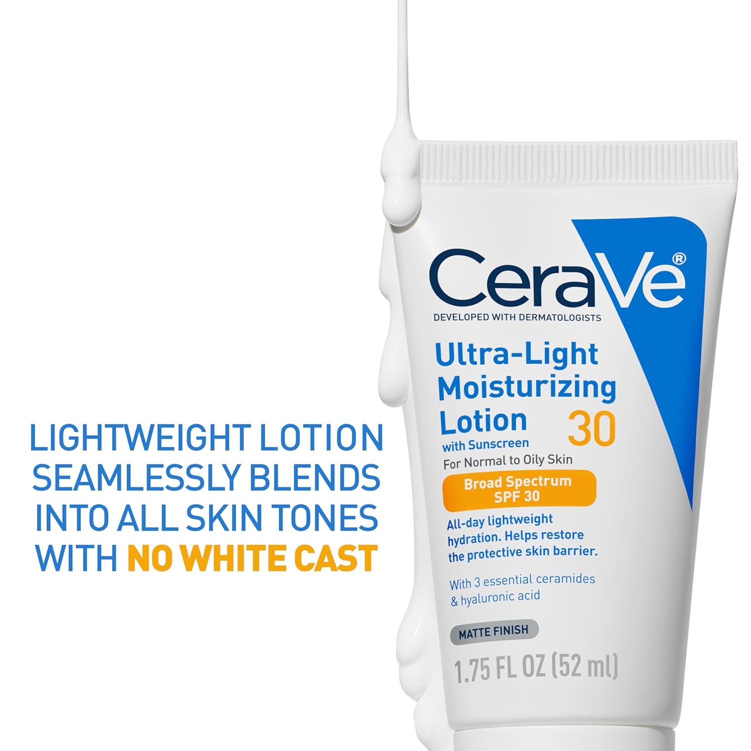 CeraVe Ultra-Light Moisturizing Lotion With SPF 30| Daily Face Moisturizer with SPF | Formulated with Hyaluronic Acid & Ceramides | Broad Spectrum SPF | Oil Free | Matte Finish | 1.7 Ounce - Image 5