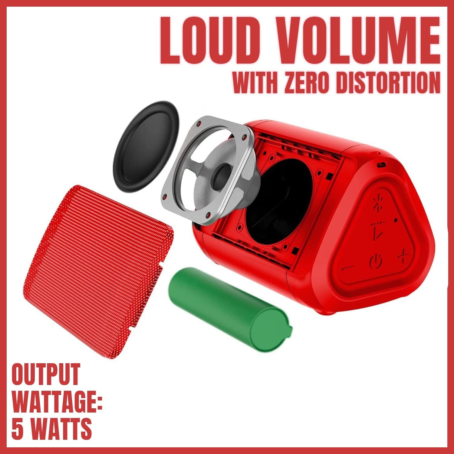 Cambridge Soundworks OontZ Angle Solo Bluetooth Portable Speaker, Compact Size, Surprisingly Loud Volume & Bass, 100 Foot Wireless Range, IPX5, Perfect Travel Speaker, Bluetooth Speakers (Red) - Image 4