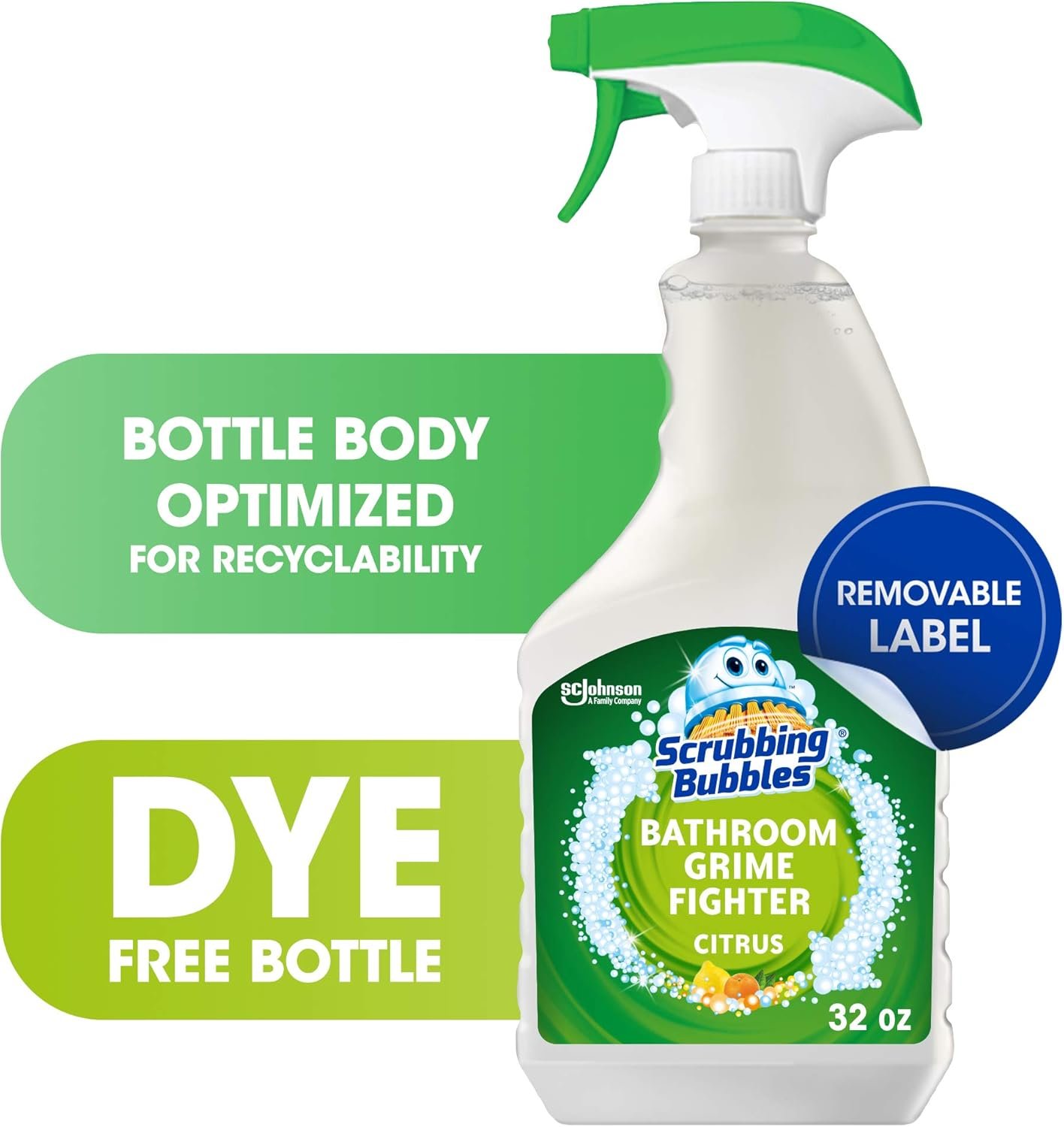Scrubbing Bubbles Bathroom Grime Fighter Spray in Recyclable Bottle, Citrus, Ideal Bathroom, Tile, Bathtub and Shower Cleaner, 32 oz (Pack of 3) - Image 4