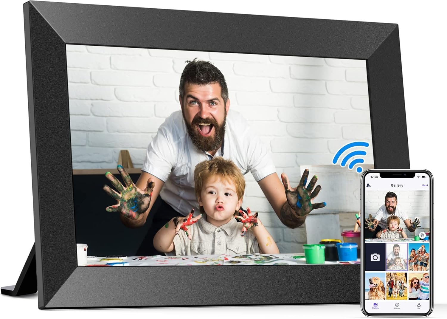 BIGASUO 10.1 Inch WiFi Digital Picture Frame, IPS HD Touch Screen Cloud Smart Photo Frames with Built-in 32GB Memory, Wall Mountable, Auto-Rotate, Share Photos Instantly from Anywhere - Image 2