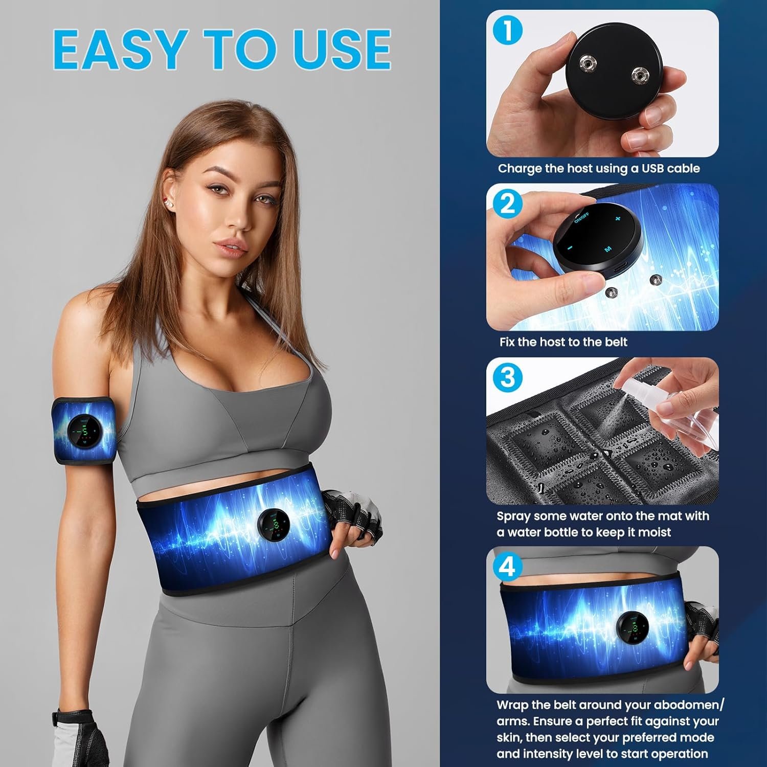 ABS Stimulator, Muscle Machine Workout Equipment, Ab Toning Belt Muscle Toner Fitness Training for Abdomen/Arm/Leg, Ab Trainer for Home Body Shape - Image 5