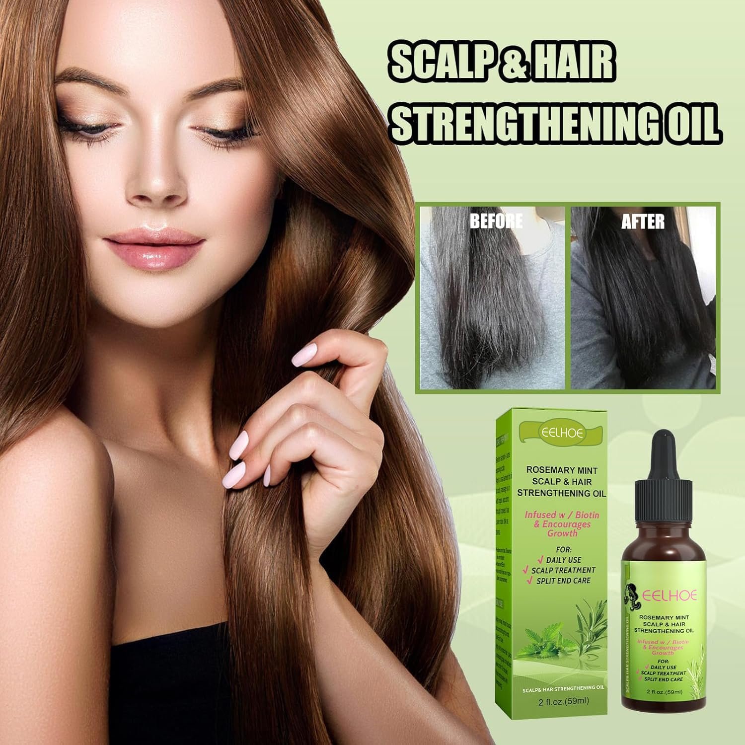Rosemary Mint Organic Hair Growth Serum - Nourishing Oil for Split End Care, Healthy Scalp, and Hair Loss Prevention - Image 5