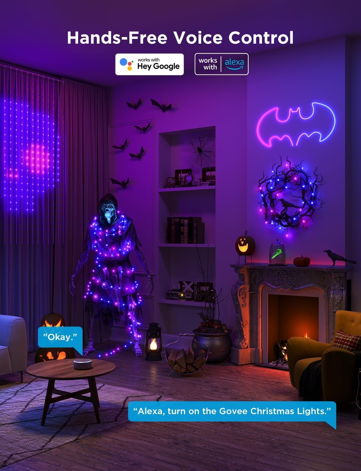 Govee Christmas Lights 66ft, Smart RGBIC Halloween Lights App-Controlled, 99+ Scene Modes, IP65 Waterproof, Sync with Music, Works with Alexa, String Lights for Christmas Halloween Decorations - Image 7