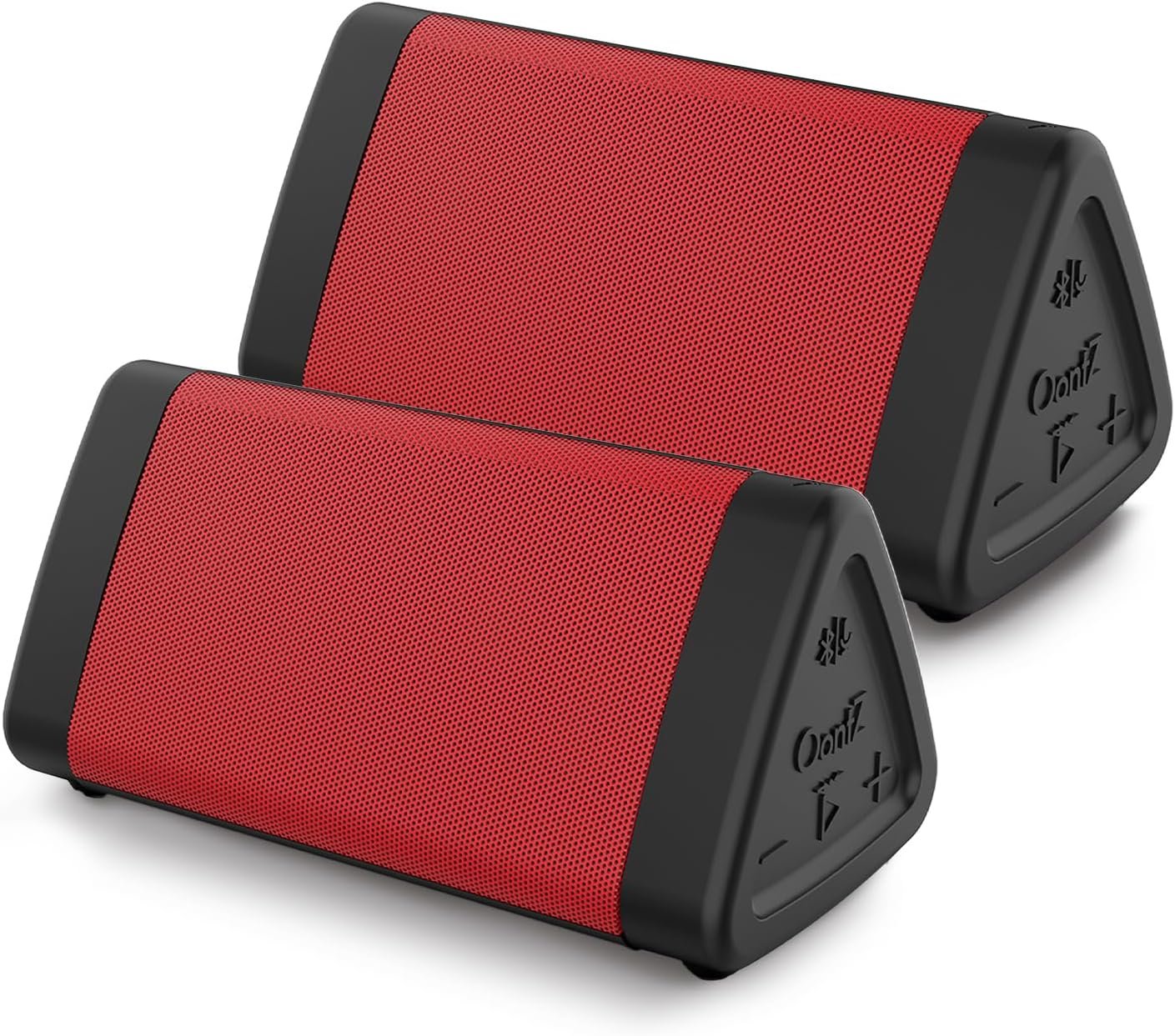 OontZ Angle 3 Bluetooth Speaker, 2 Pack Portable Wireless Bluetooth Speaker, 10 Watts, Crystal Clear Stereo Sound, IPX5 Water Resistant Loud Bluetooth Speakers (Red-Dual) - Image 2