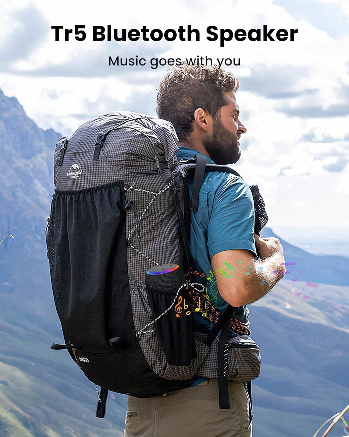 Bluetooth Speakers,Portable Wireless Speaker with 15W Stereo Sound, IPX6 Waterproof Speaker with LED Light, Bluetooth TWS, Portable Speaker for Shower Outdoor Party Beach Camping - Image 7