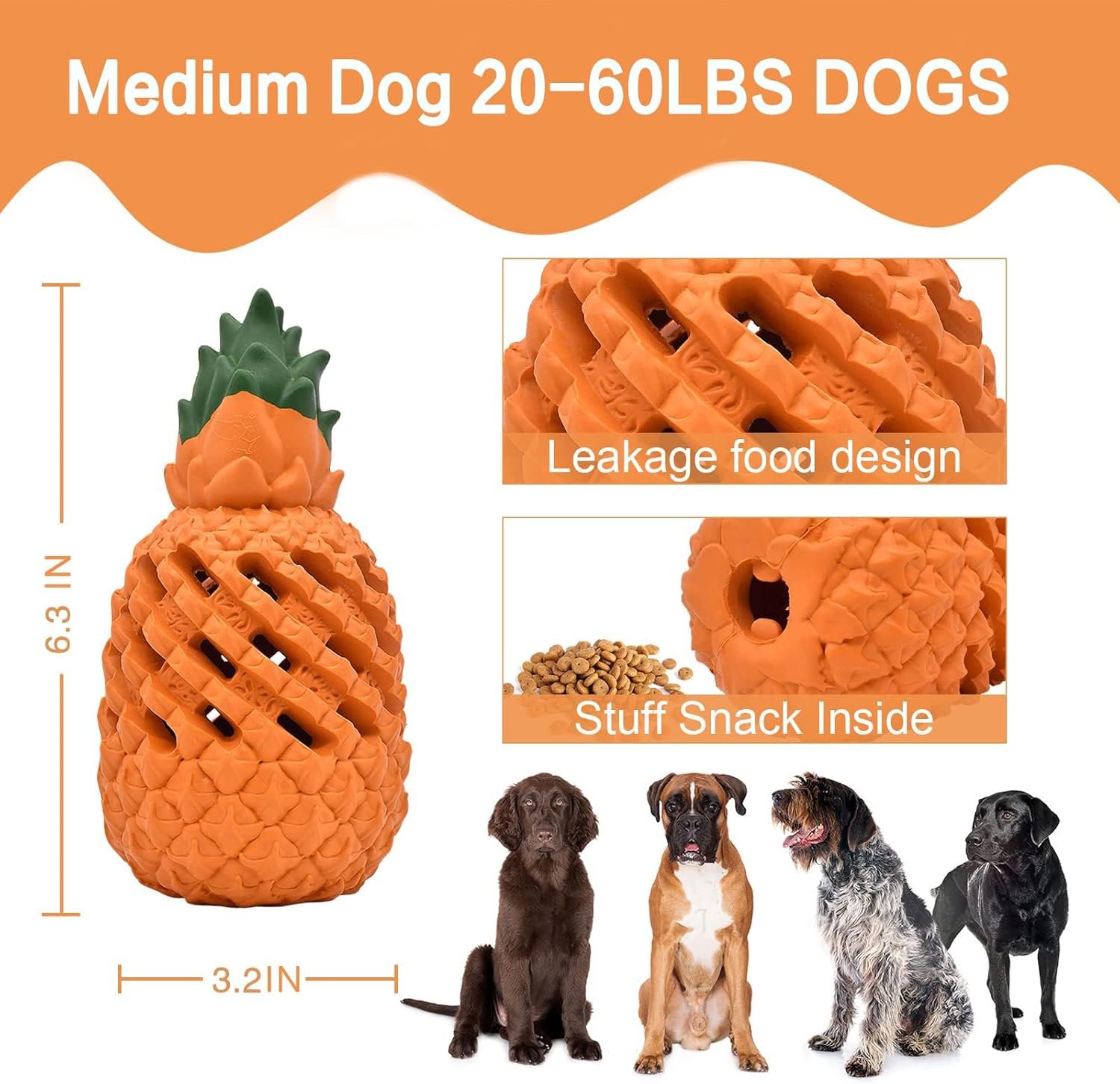 RongHousing Indestructible Dog chew Toys: Puppy Toys with Pineapple Flavored - Pineapple Dog Toys for Aggressive Chewers Medium Breed. - Image 4