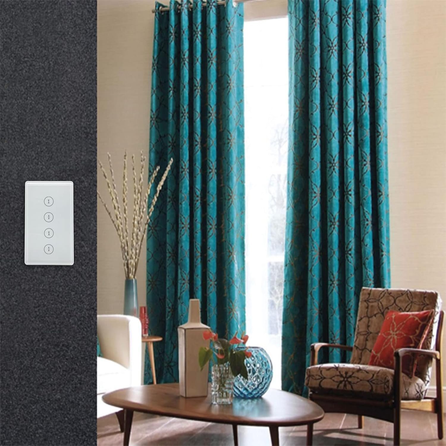 WiFi Smart Curtain Touch Wall Switch, Smart Life/Tuya APP Remote Timer and Counterdown, Compatible with Alexa and Google Home, White No Hub Required(Dual-Track Curtains) - Image 3