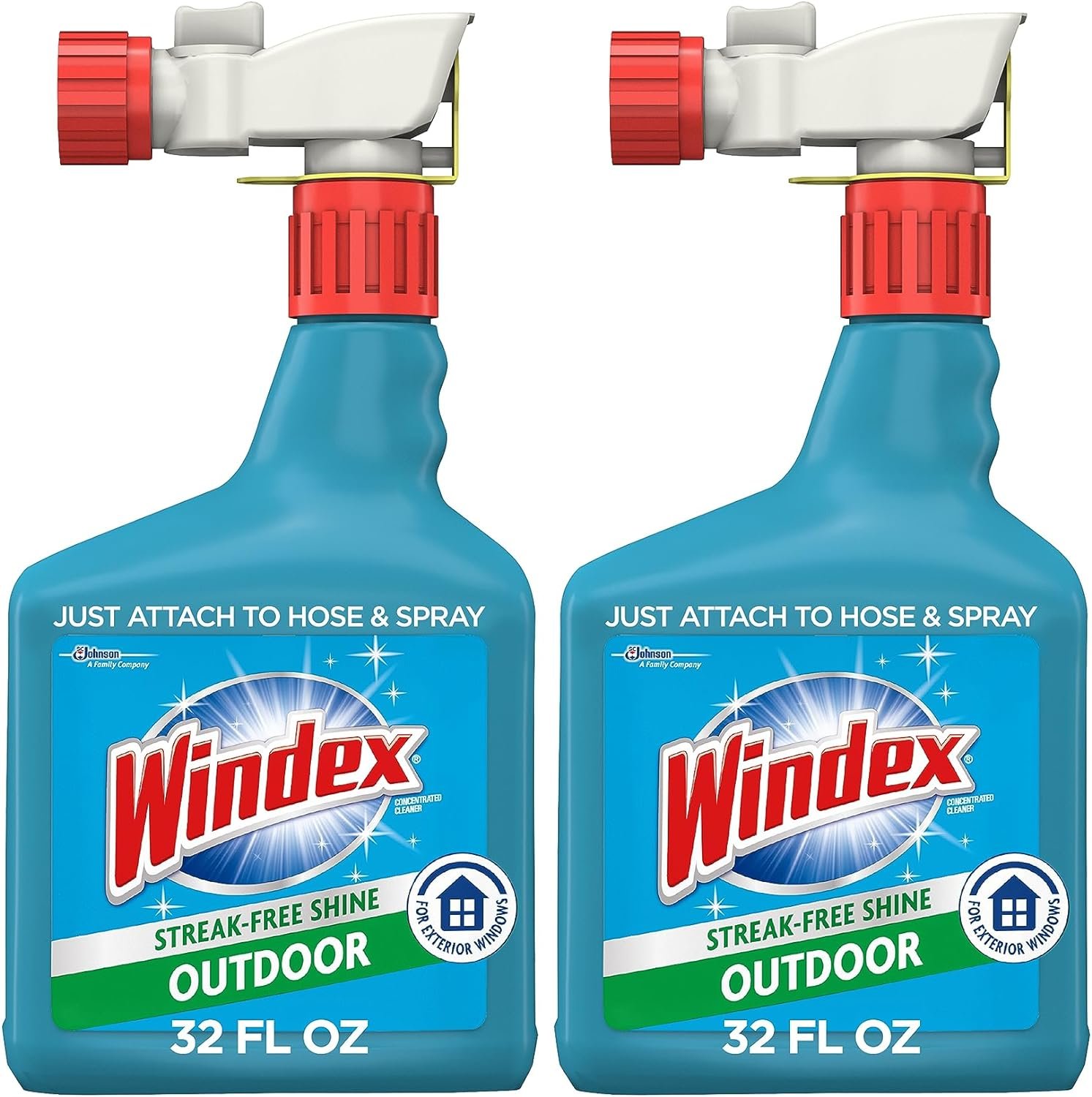 Windex Concentrated Outdoor Glass Cleaner, Patio Cleaner with Hose Attachment, 32 Fl Oz, Pack of 2 - Image 2