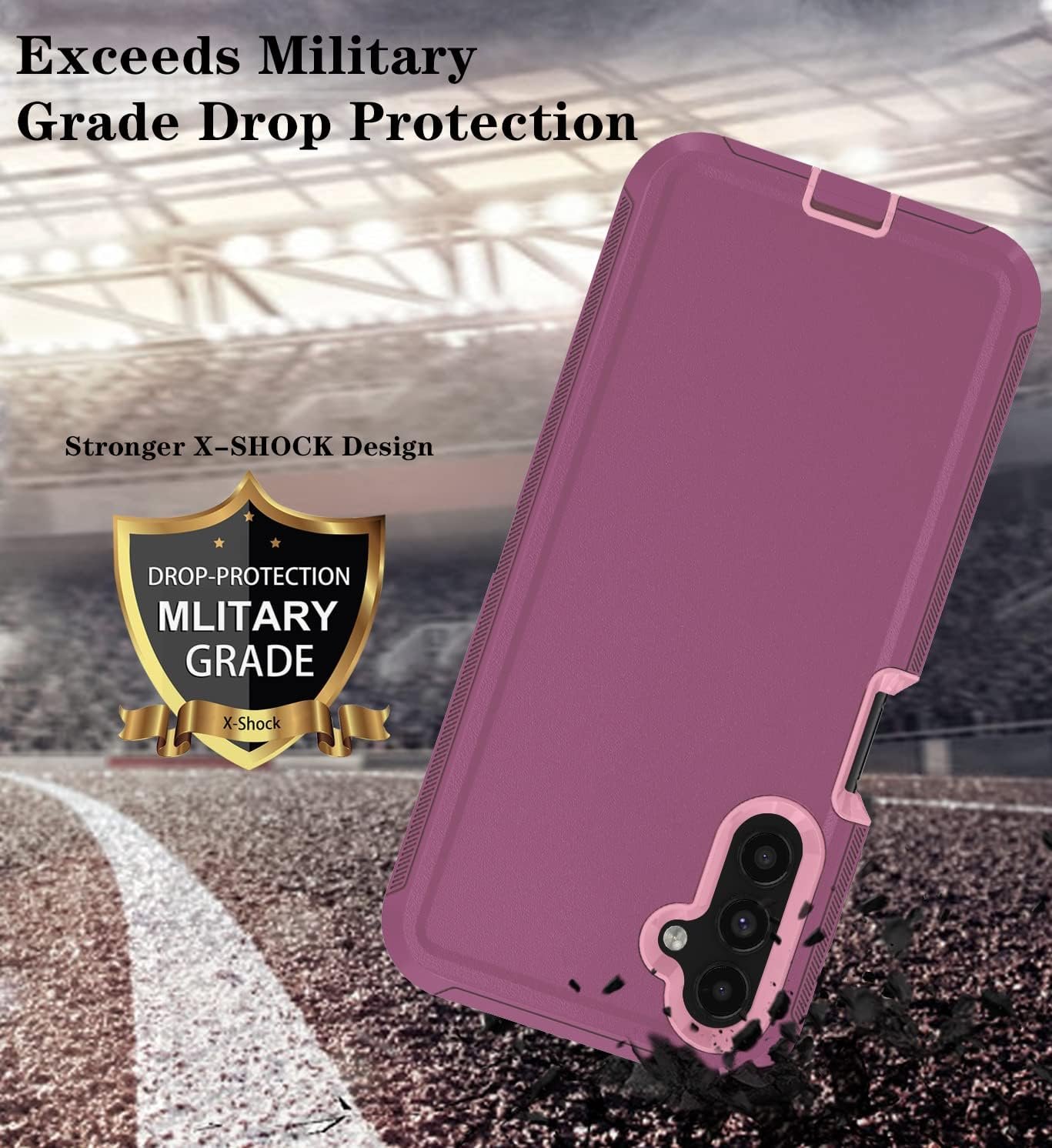 ONOLA Phone Case Compatible with Samsung Galaxy A14 5G with HD Screen Protector (2 Pack), Durable Shockproof 3-Layer Cover (WineRed Pink) - Image 5