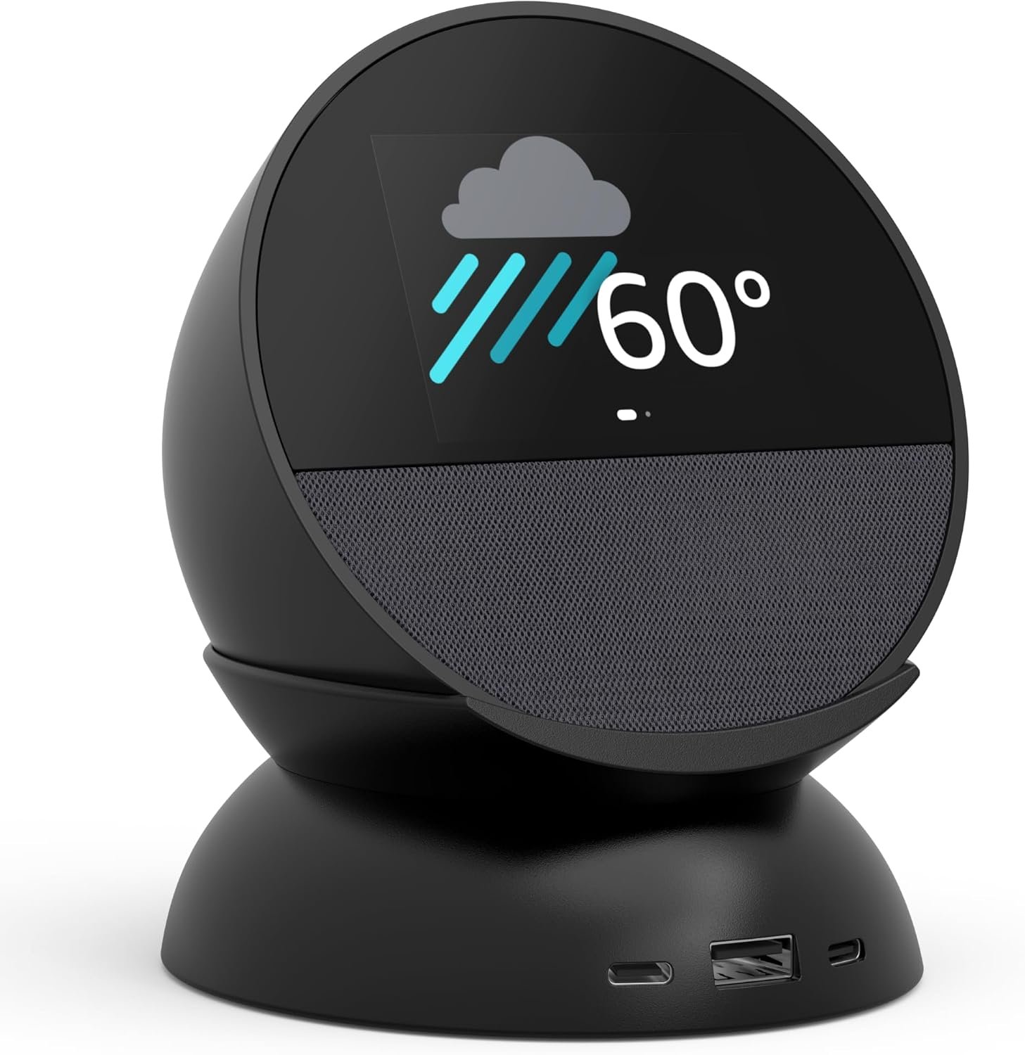 Echo Spot Bundle: Includes Echo Spot (2024 Release) | Black & Made for Amazon Stand with USB-C and USB-A Charging Ports | Black - Image 2