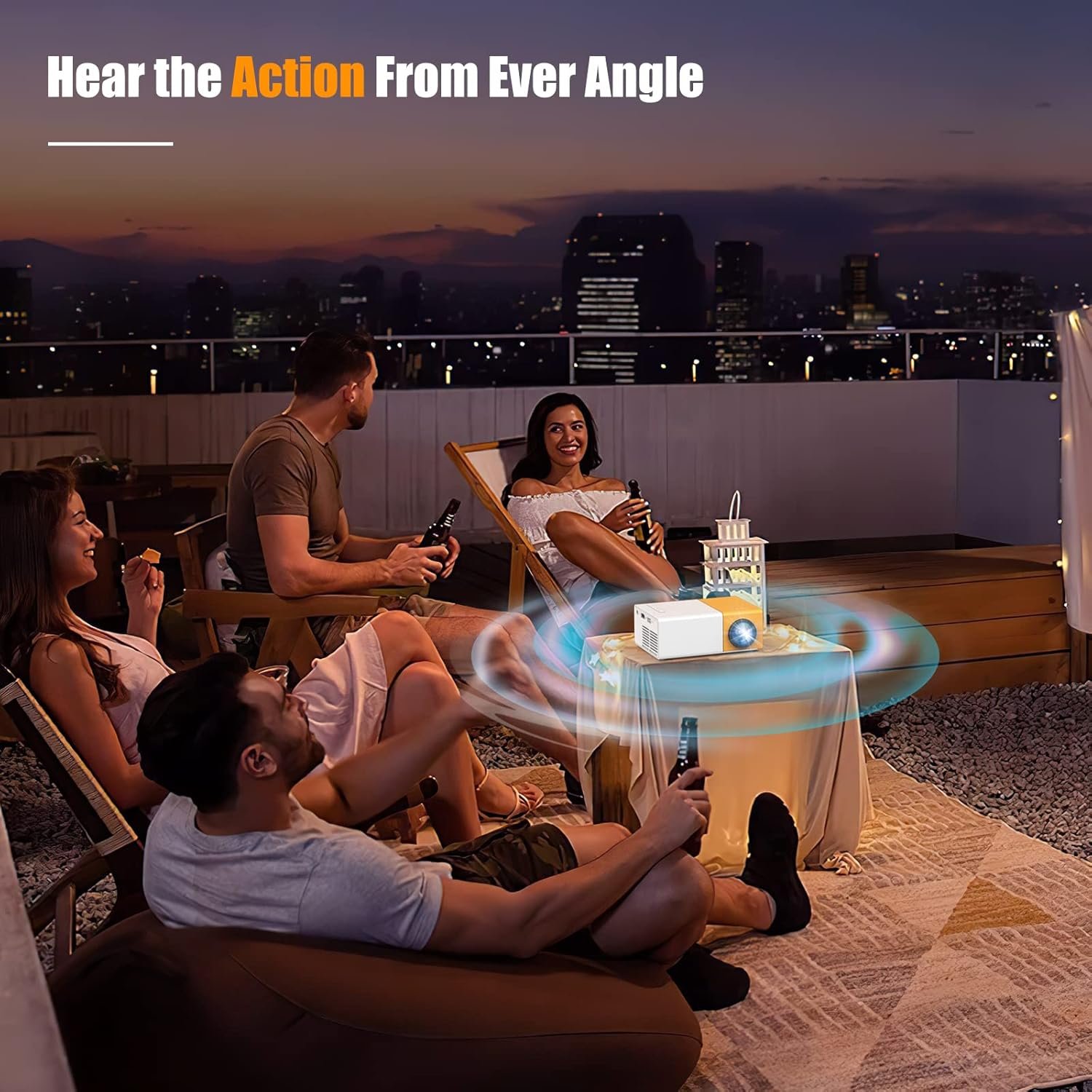 Meer Mini Projector,Portable Movie Projector,Smart Home Projector,Neat Projector for iOS,Android,Windows,PS5,Laptop,TV-Stick,Compatible with HDMI,USB,Audio,TF Card,AV and Remote Control - Image 7