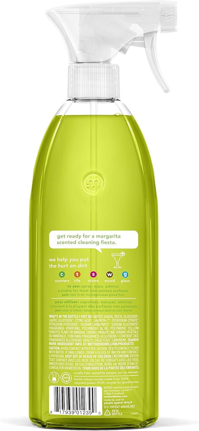 Method All-Purpose Cleaner Spray, Lime + Sea Salt, Plant-Based and Biodegradable Formula Perfect for Most Counters, Tiles and More, 28 Fl Oz, (Pack of 4) - Image 3