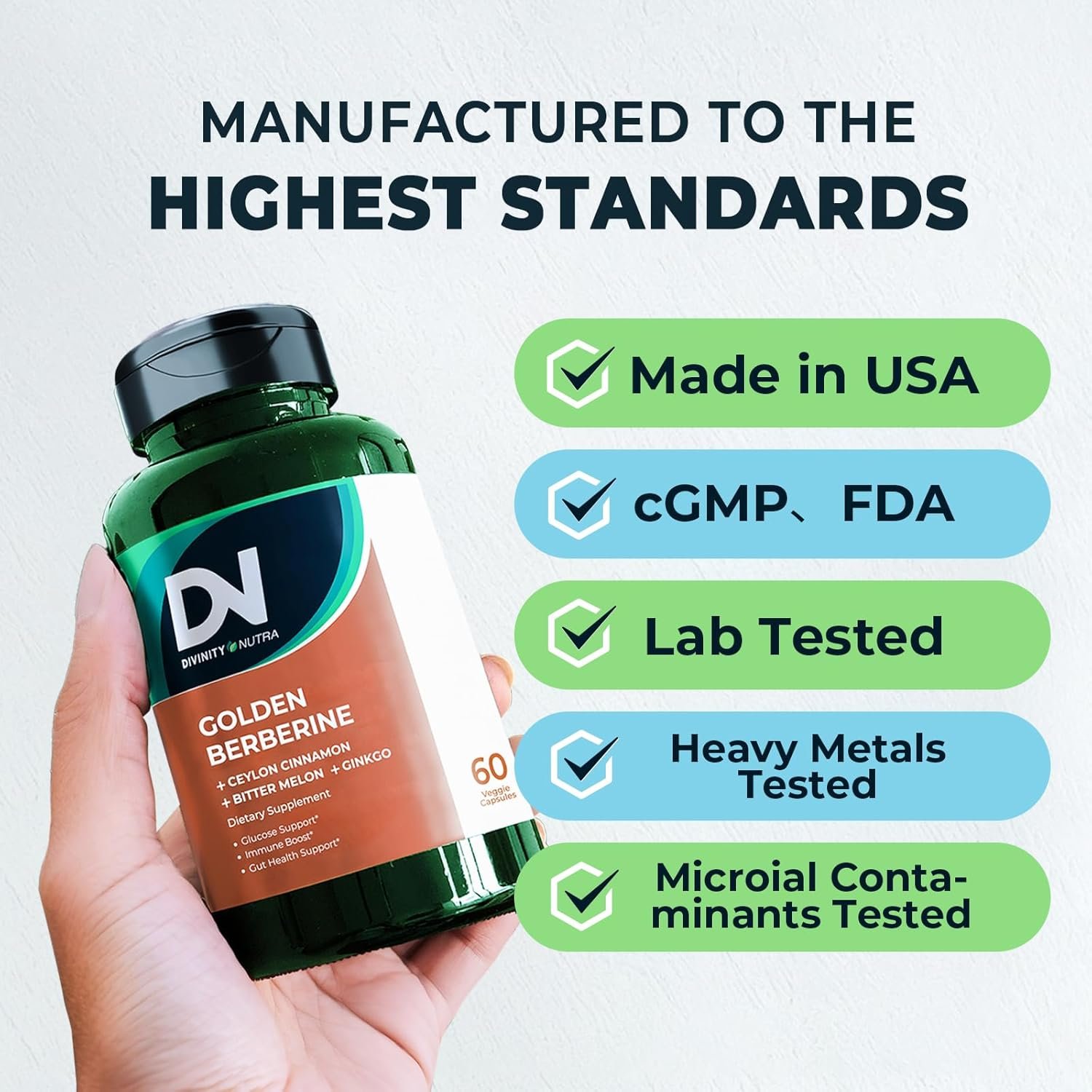 4-in-1 Berberine Supplement 1500mg,Ceylon Cinnamon Bitter Melon Ginkgo, Boosts Immunity, Gut & Heart Health, 60 Capsules, High Potency 10X Strength for Metabolism Support with 5500mg - Image 7