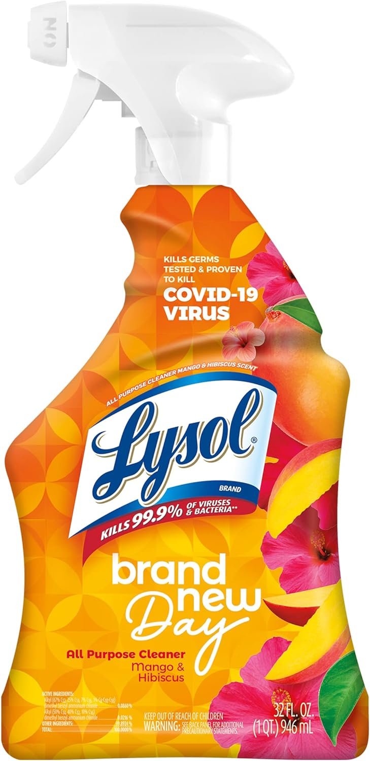Lysol All-Purpose Cleaner, Sanitizing and Disinfecting Spray, To Clean and Deodorize, Mango & Hibiscus Scent, 32oz - Image 2