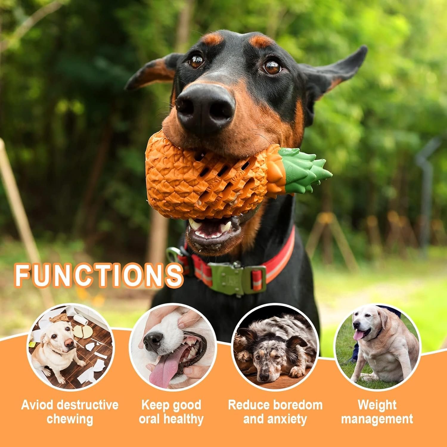 RongHousing Indestructible Dog chew Toys: Puppy Toys with Pineapple Flavored - Pineapple Dog Toys for Aggressive Chewers Medium Breed. - Image 7