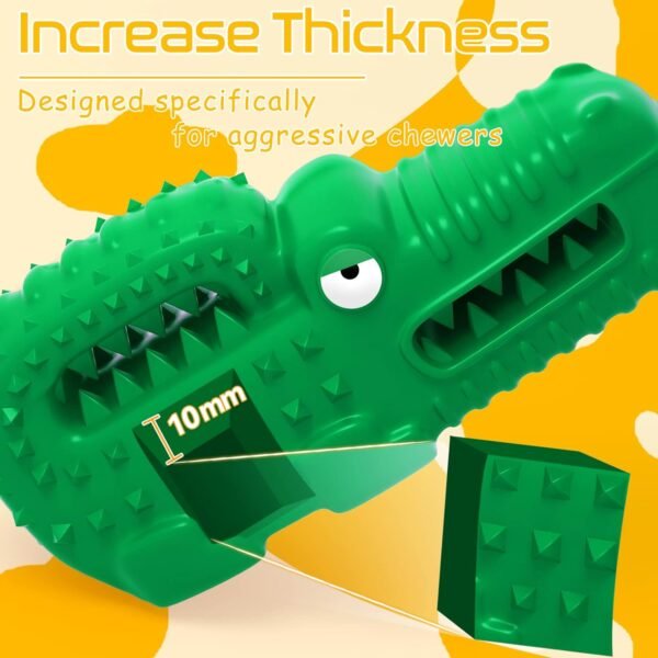 Zimtty Dog Toys, Squeaky Indestructible Dog Chew Toys for Aggressive Chewers, Tough Alligator Rubber Teething Chew Dog Toys for Large Medium Small Dog (Green Crocodile) - Image 4