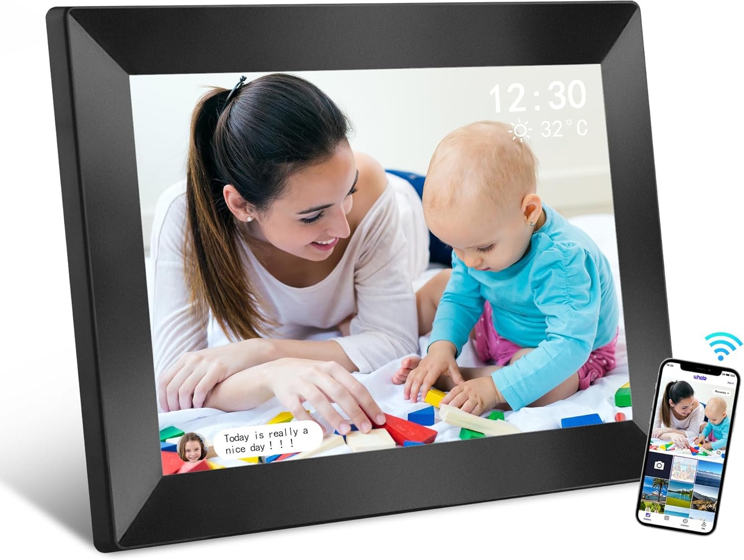Uhale Digital Picture Frame WiFi Smart Picture Frames 10.1" HD IPS Touch Screen Digital Photo Frame, Auto-Rotate,16GB Storage,Using Free Apps Easy Share Photos and Videos-Gifts for Family and Friends - Image 2