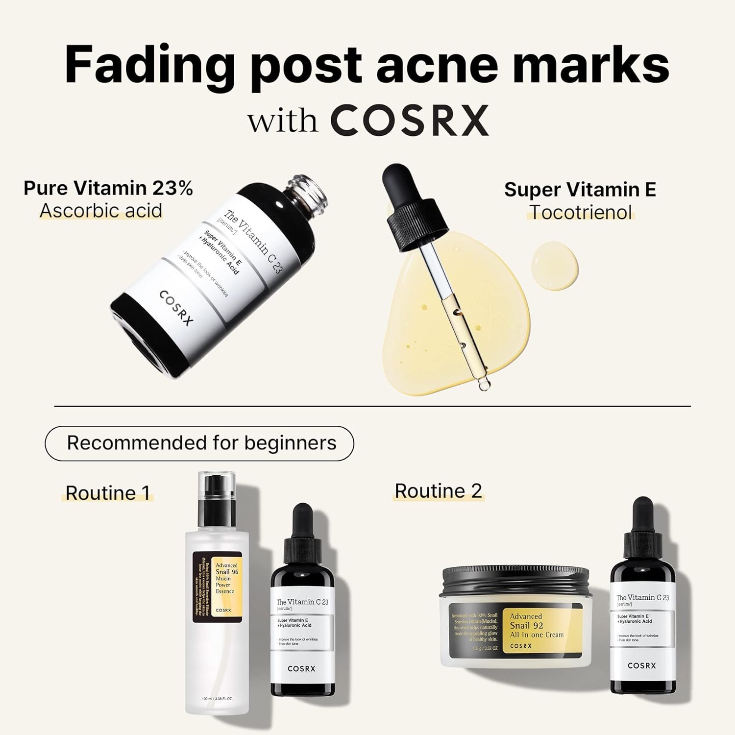 COSRX Post Acne Mark Recovery - Snail Mucin 96% Essence + Vitamin C 23% Serum, Intensive Hydrating for Fine lines, Hyperpigmentation, After Blemish Care - Image 3