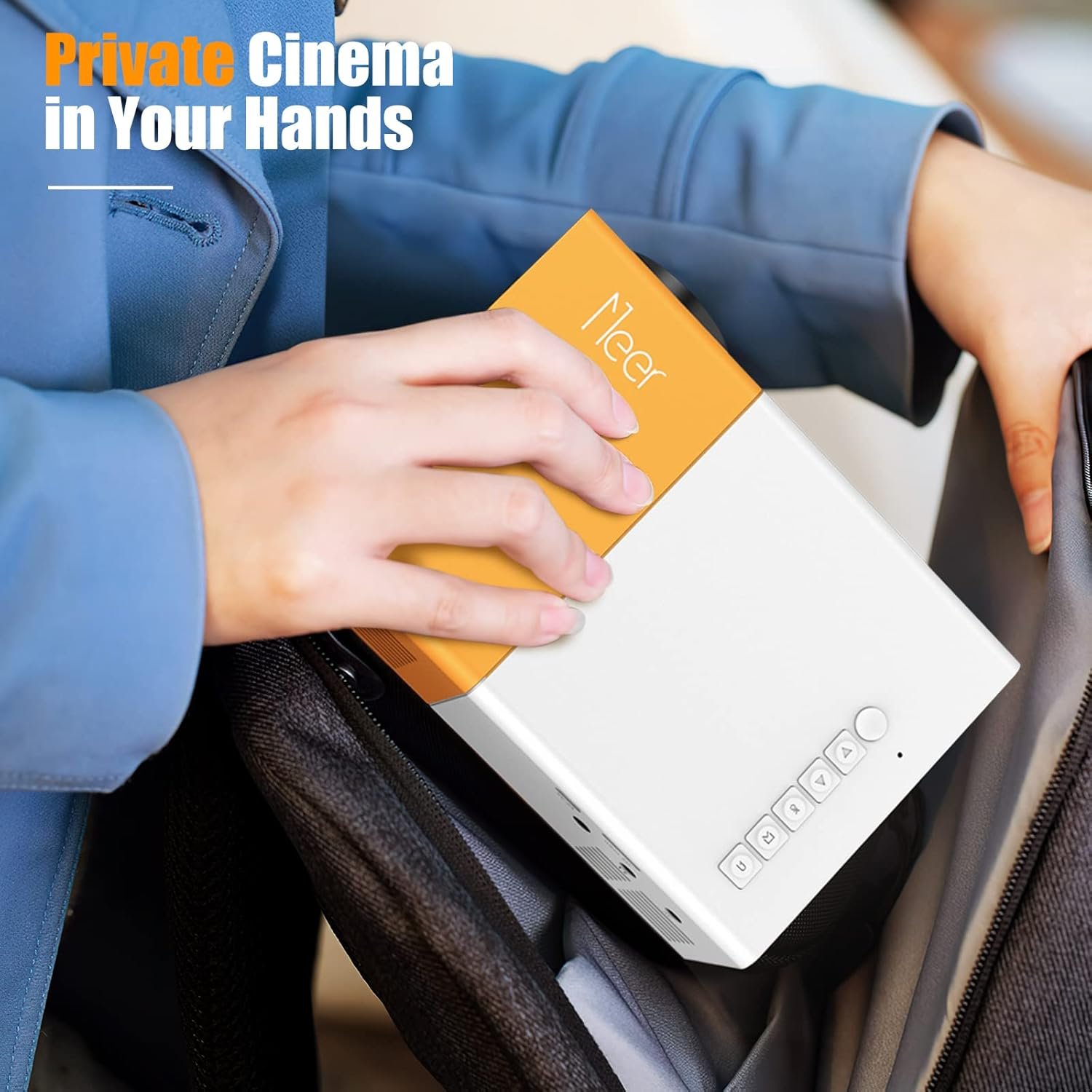 Meer Mini Projector,Portable Movie Projector,Smart Home Projector,Neat Projector for iOS,Android,Windows,PS5,Laptop,TV-Stick,Compatible with HDMI,USB,Audio,TF Card,AV and Remote Control - Image 6