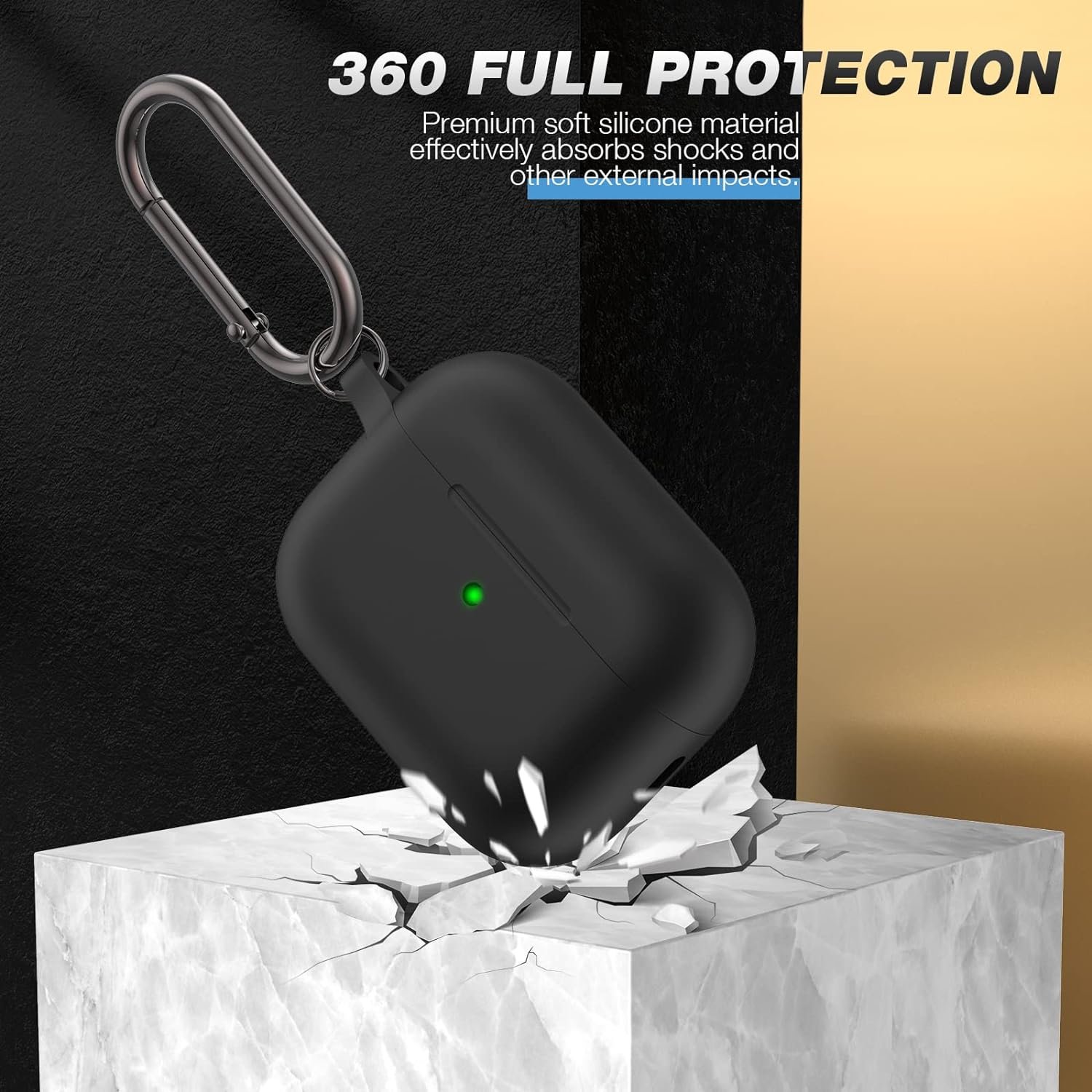 BRG Compatible with Airpods Pro 2nd/1st Generation Case Cover, Soft Silicone Skin Cover Shock-Absorbing Protective Case with Keychain Compatible for Apple Airpods Pro Case 2023/2022/2019 - Image 6