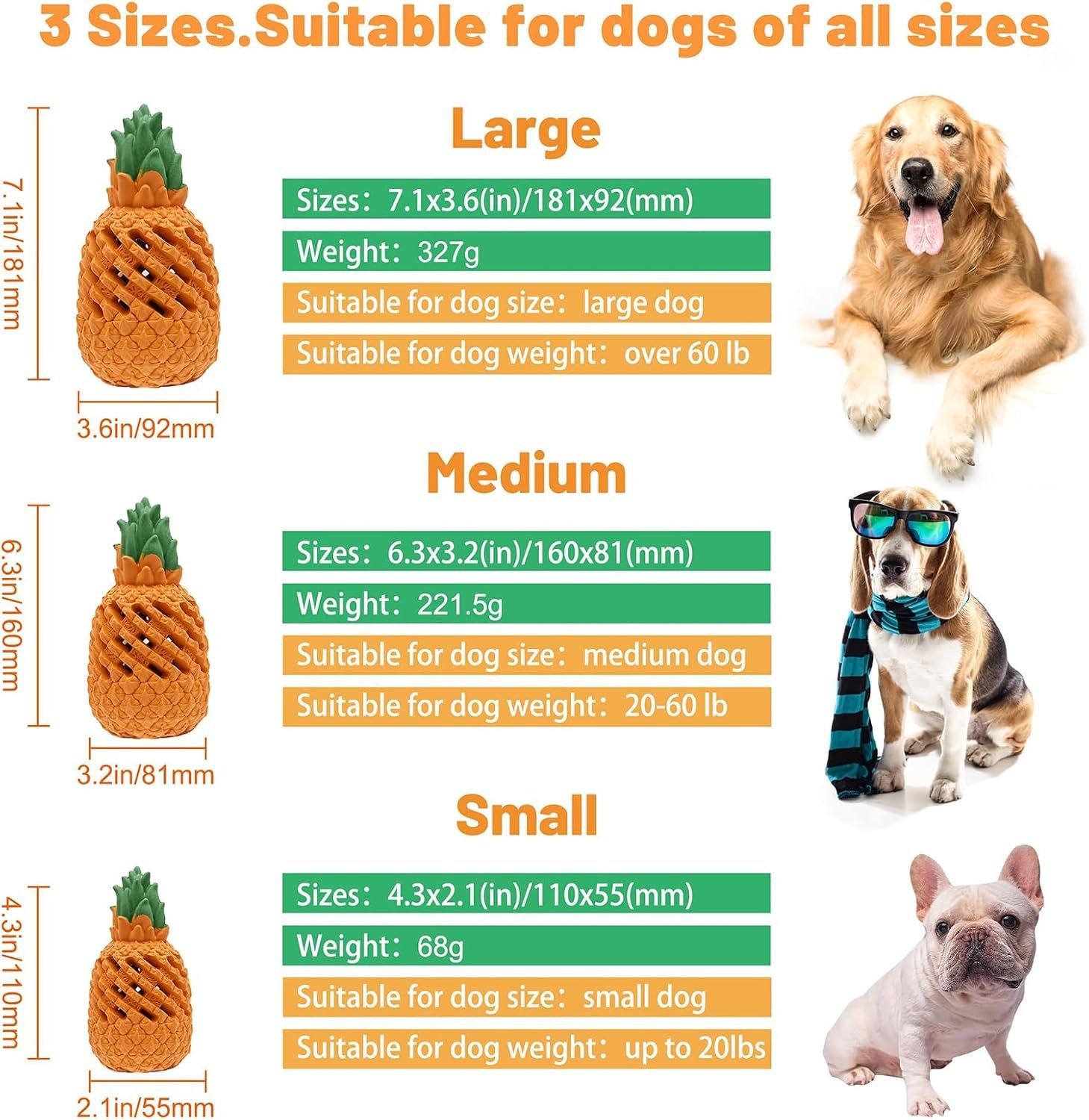 RongHousing Indestructible Dog chew Toys: Puppy Toys with Pineapple Flavored - Pineapple Dog Toys for Aggressive Chewers Medium Breed. - Image 3