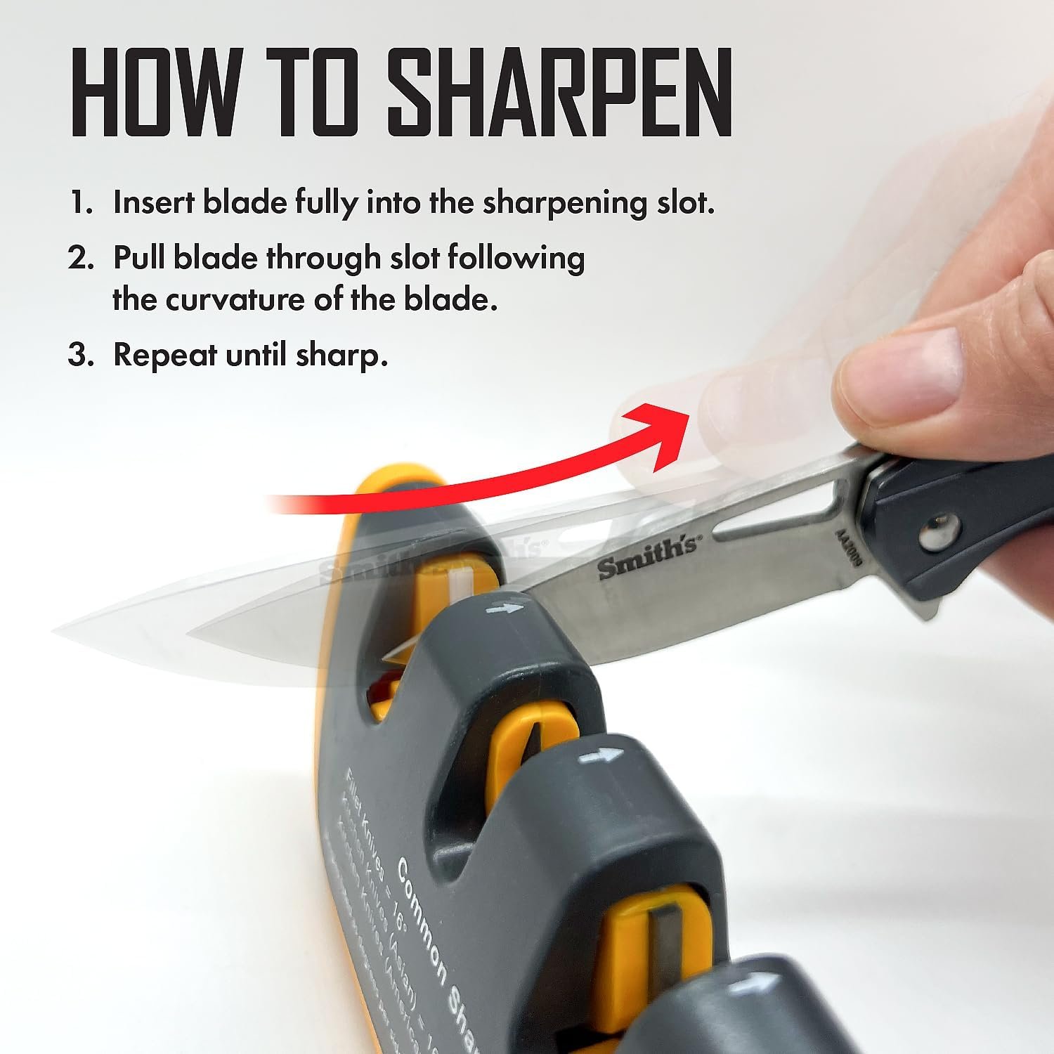 Smith's Adjustable Angle 2-Stage Knife Sharpener - Grey/Yellow, Restores Blades for Hunting, Pocket & Serrated Knives - Image 6