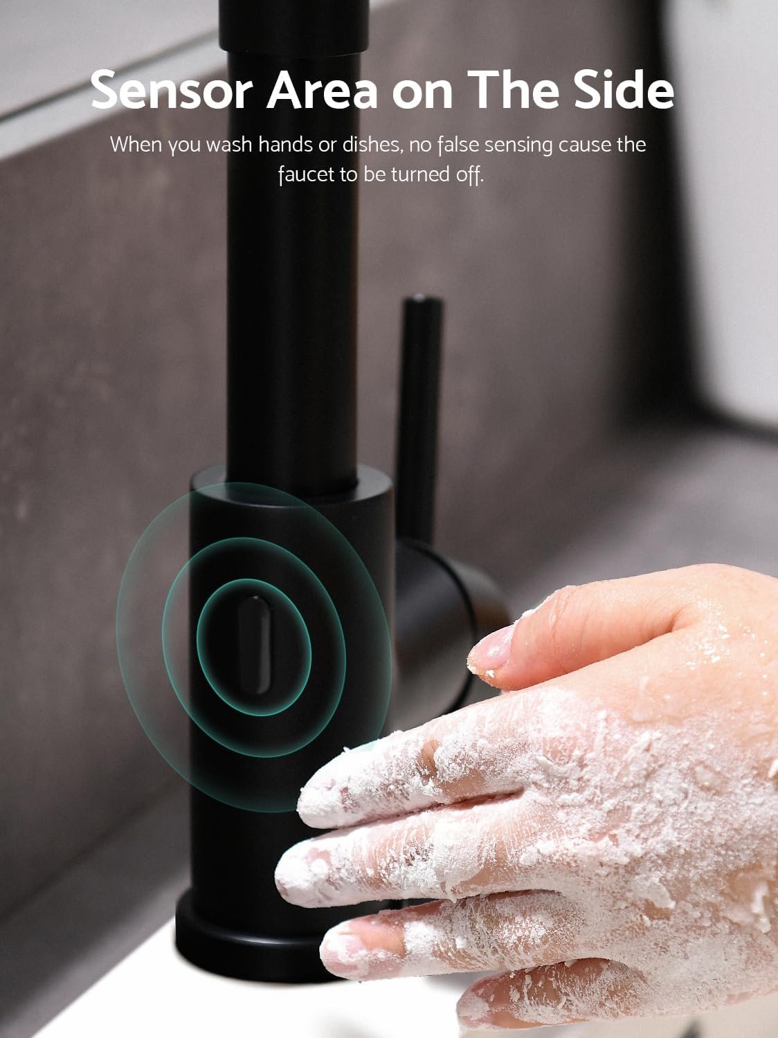 WEWE Matte Black Touchless Kitchen Faucet with Pull Down Sprayer - Motion Sensor Black Kitchen Faucet Spring Single Handle Kitchen Faucets, Stainless Steel Faucet for Kitchen Sink - Image 4