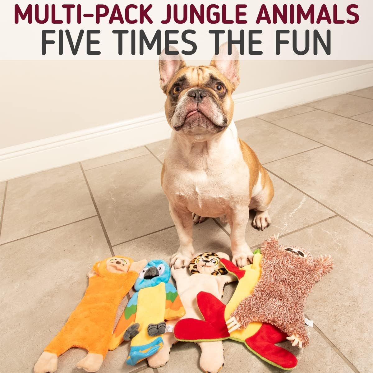 Leashboss Dog Stocking Stuffer Toys - Unstuffed Crinkle Dog Toys for Aggressive Chewers, 5 Pack, Durable and Stuffing Free Animal Chew Toys, Squeak Toys for Puppies, Small, Medium, and Large Dogs - Image 7