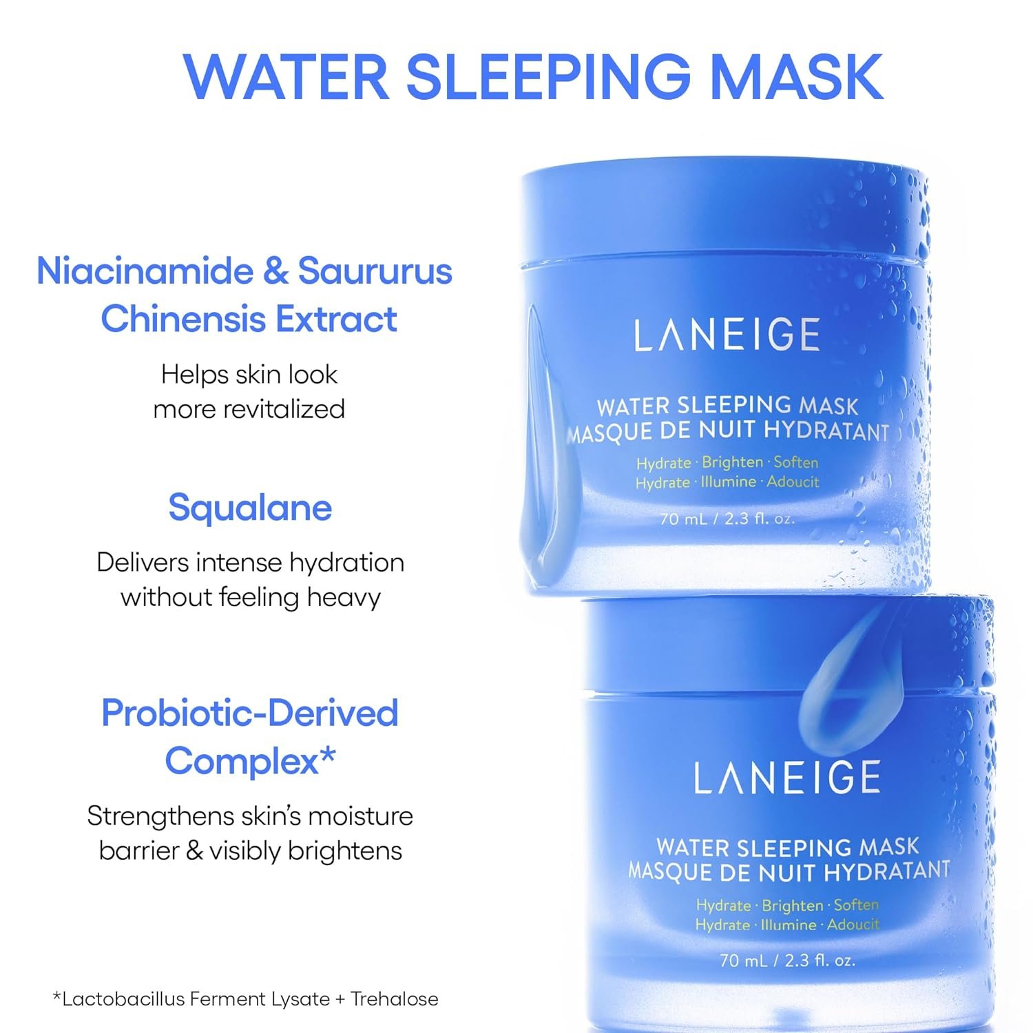 LANEIGE Water Sleeping Mask: Korean Overnight Mask, Squalane, Probiotic-Derived Complex, Hydrate, Barrier-Boosting, Visibly Smooth and Brighten - Image 4