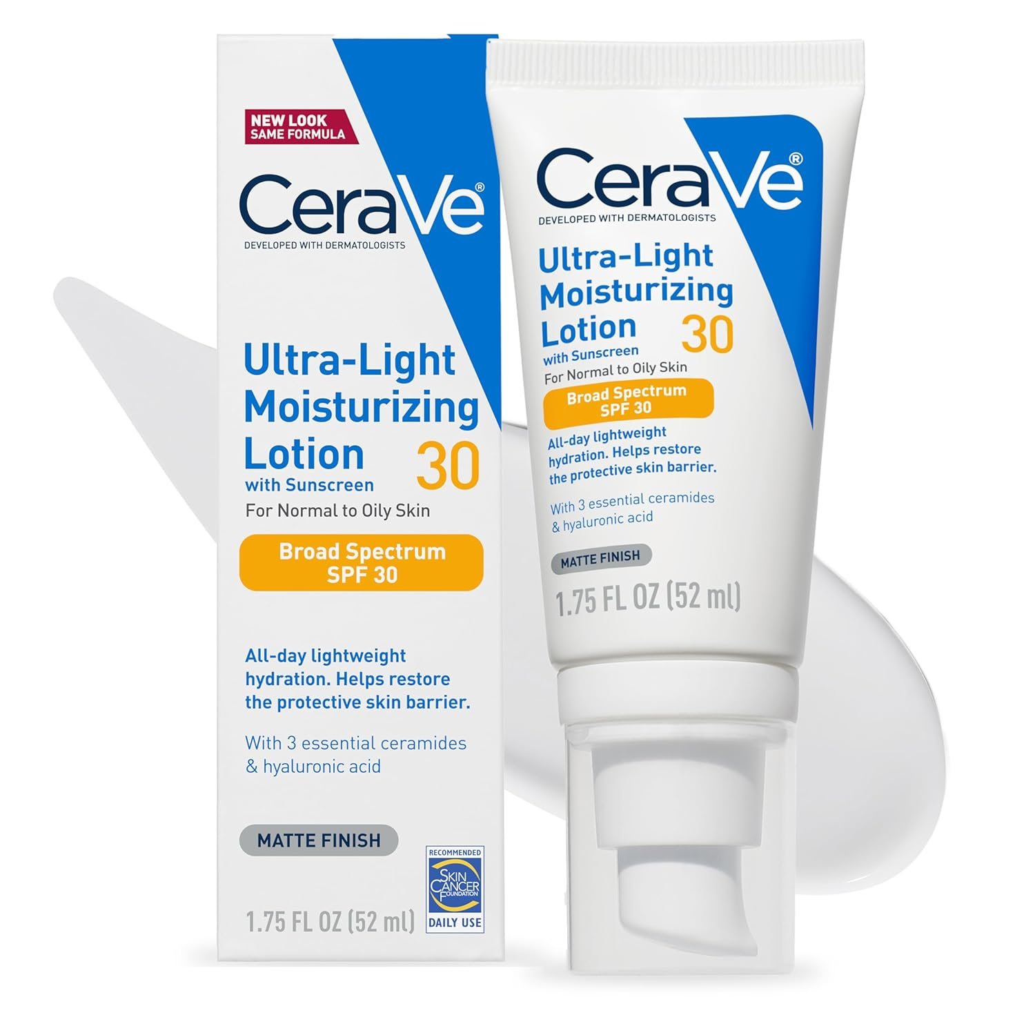CeraVe Ultra-Light Moisturizing Lotion With SPF 30| Daily Face Moisturizer with SPF | Formulated with Hyaluronic Acid & Ceramides | Broad Spectrum SPF | Oil Free | Matte Finish | 1.7 Ounce - Image 2