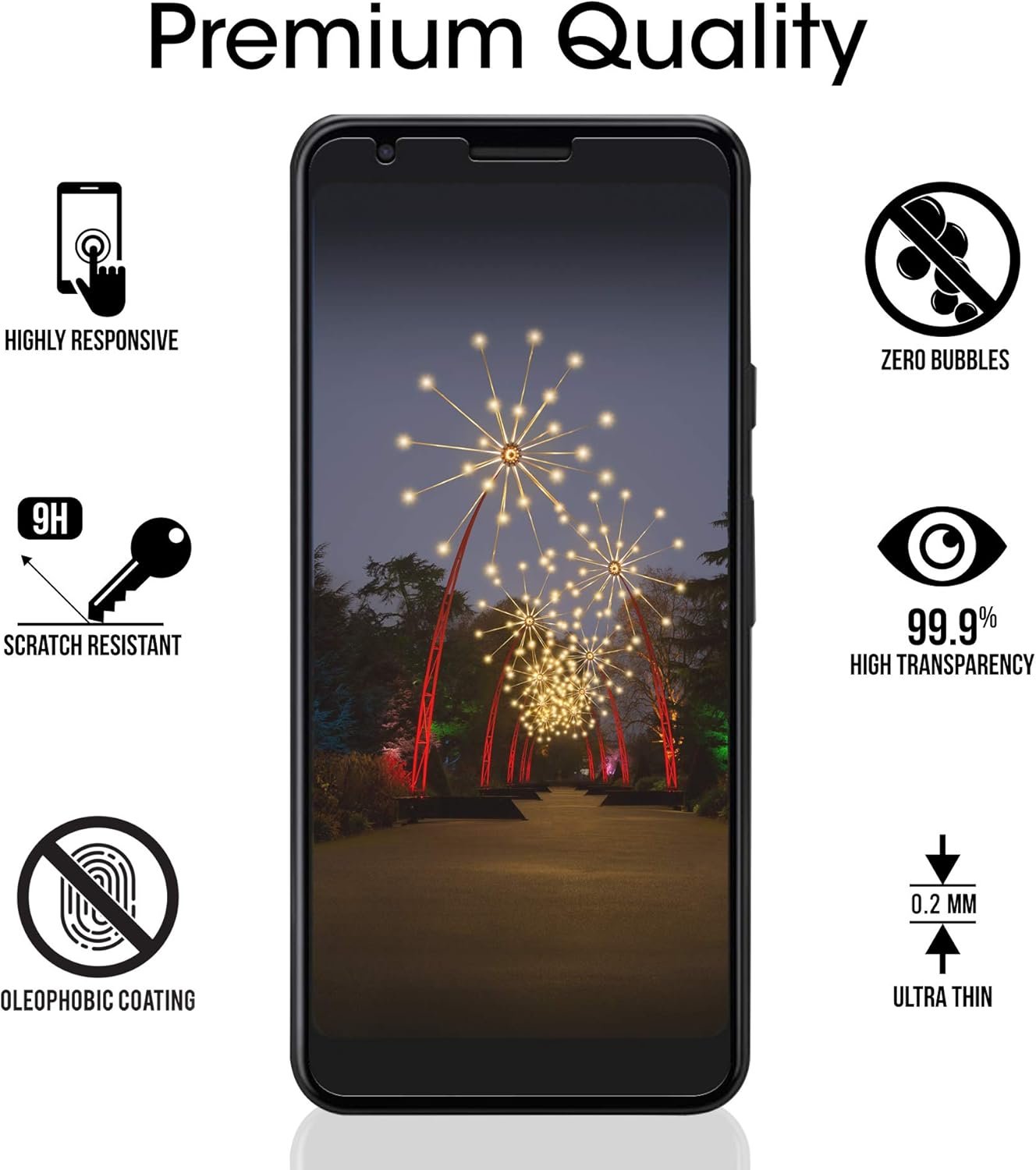 amFilm Glass Screen Protector for Google Pixel 3a (3 Pack) 0.2mm Tempered Glass (2019) - Image 6